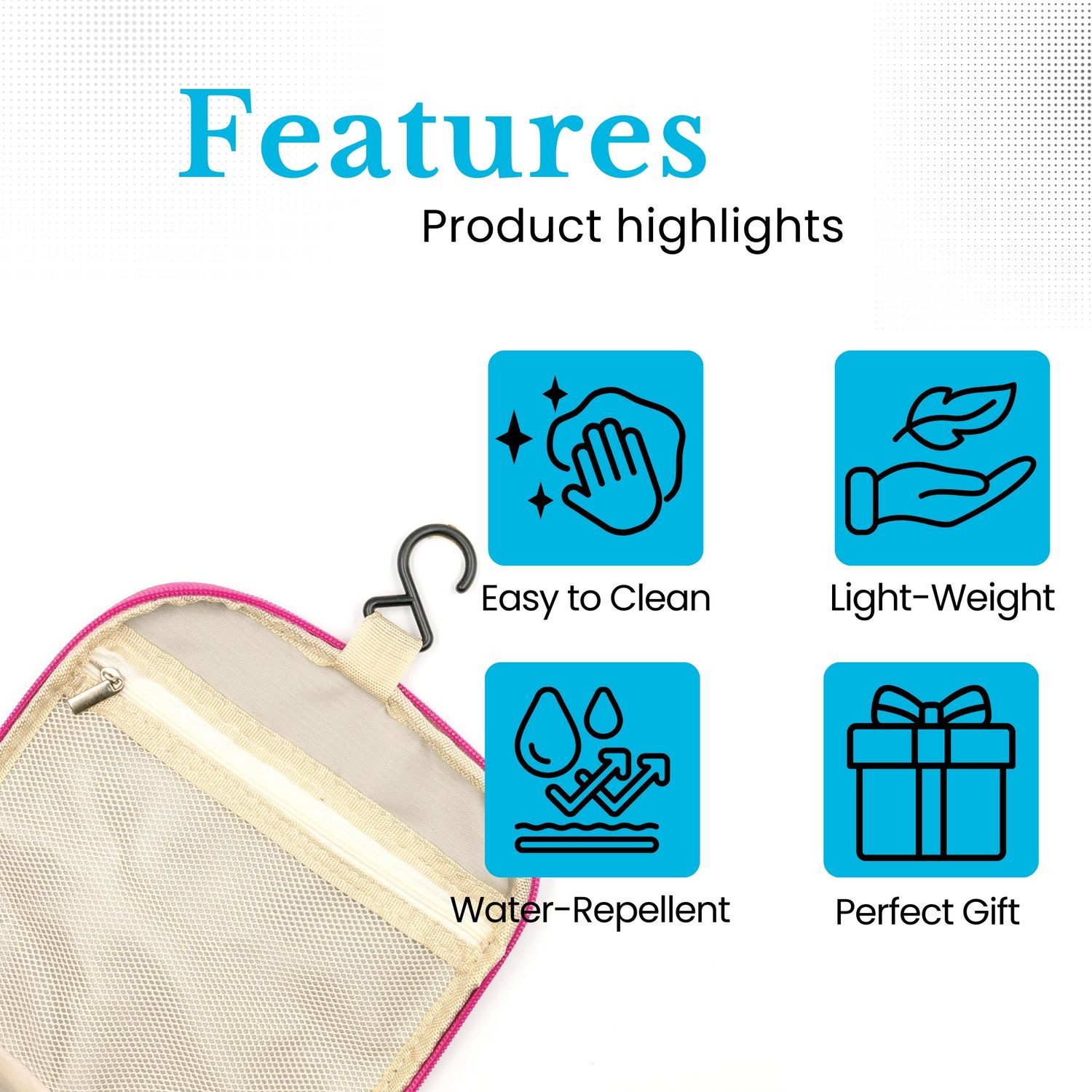 Intirilife Kosmetiktasche (Kosmetik Reisetasche in PINK, 1-tlg), Kosmetiktasche Kulturbeutel mit Tragegriff und Reißverschluss