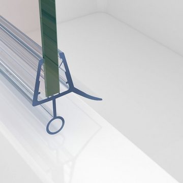 Boromal Duschdichtung für 7-8mm Glas 2 / 4 Stück Ersatzdichtung Wasserabweiser Schwallschutz, L: 100 cm, (2-St., für Glastür Duschtür Duschkabine), mit verlängerter Innenlippe