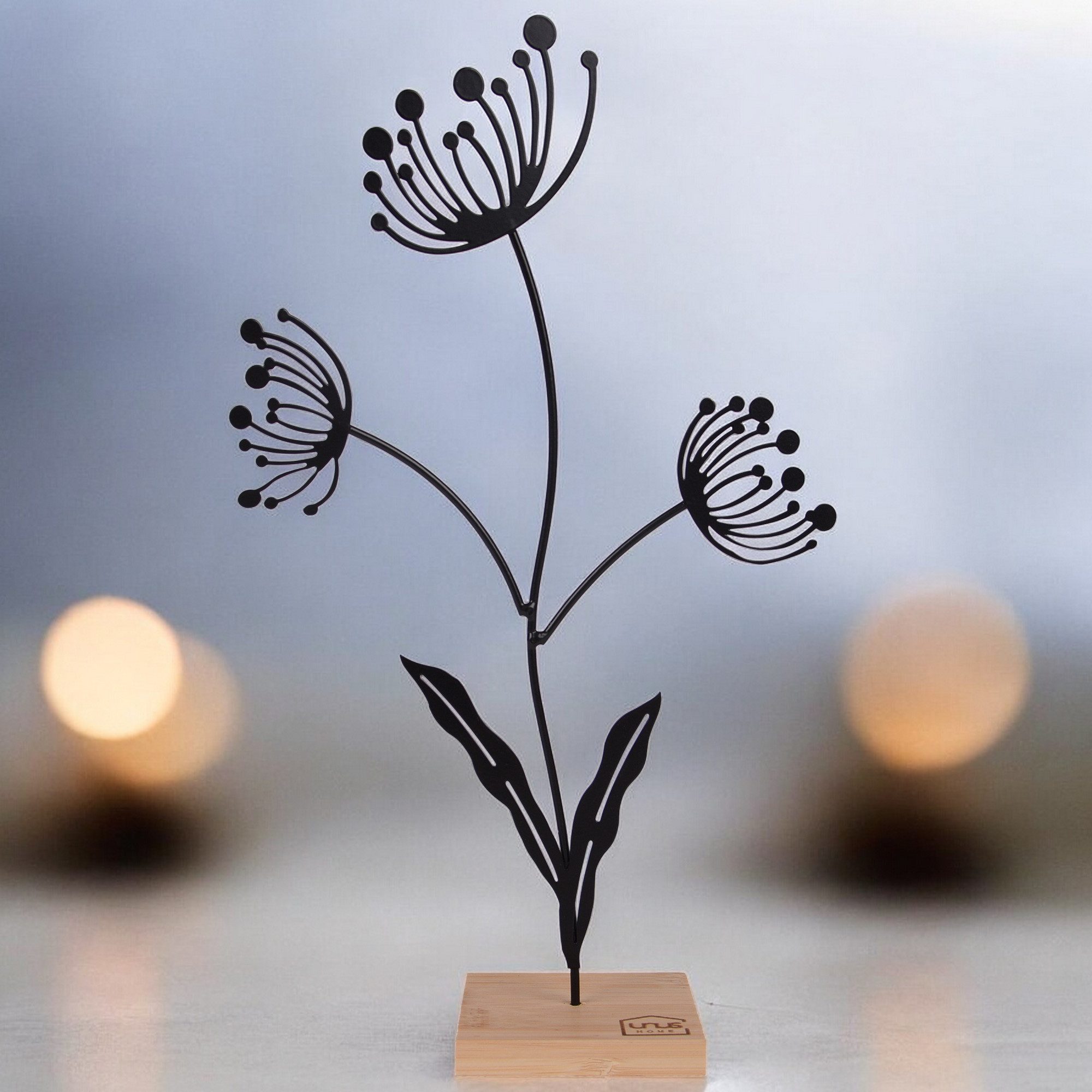 UNUS HOME Dekofigur Aufsteller Deko-Blume (klein, Schwarz), Blumen-Silhouet günstig online kaufen