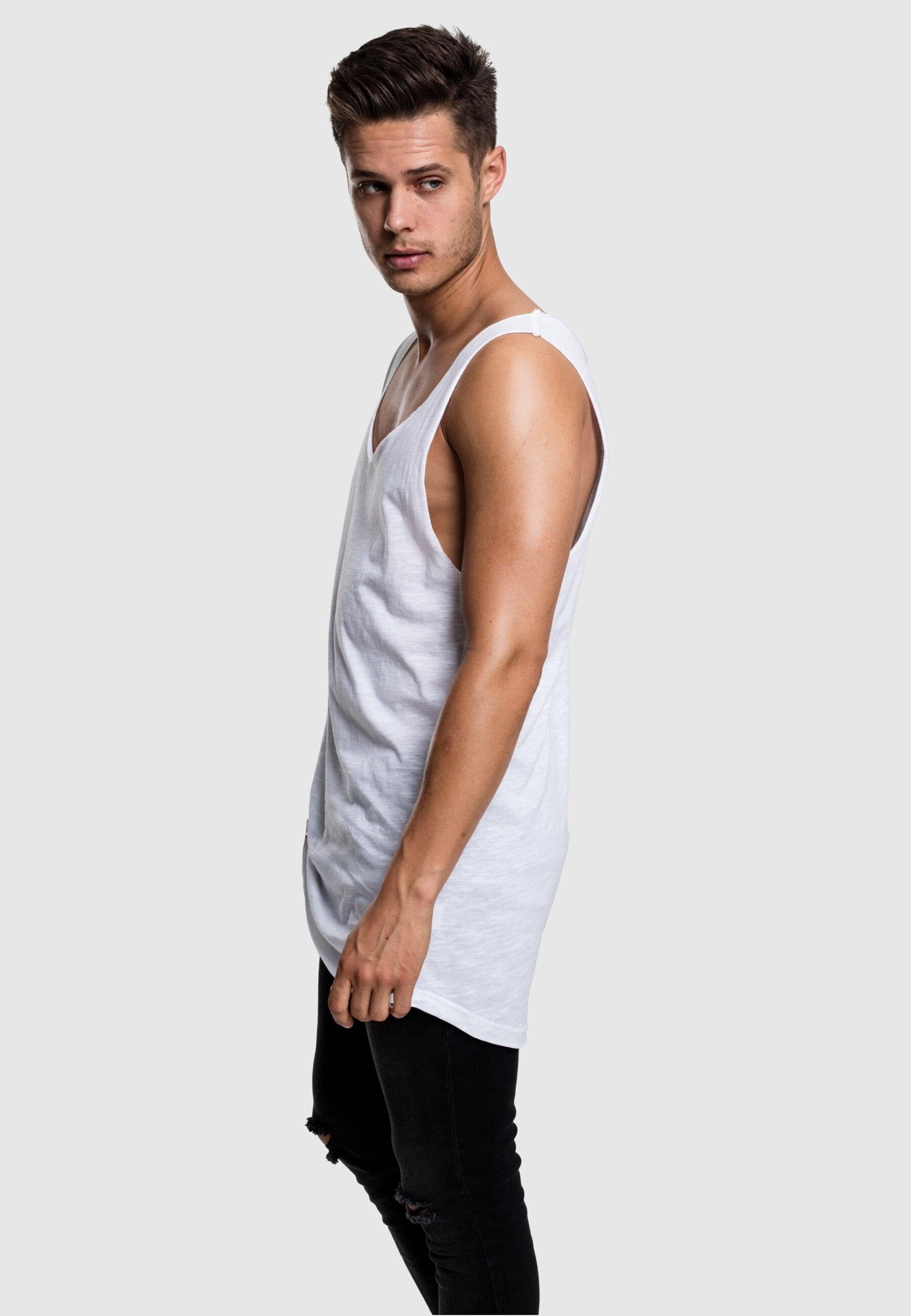 (1-tlg) white Herren URBAN Long Open Loose Tanktop Edge CLASSICS Shaped Tank