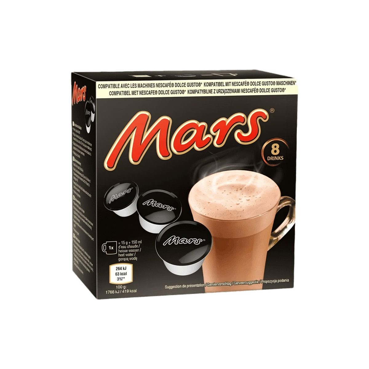 NESCAFE Schokolade Heiße Schokolade Kapseln kompatibel mit NESCAFÉ® Dolce Gusto® Mars, 8