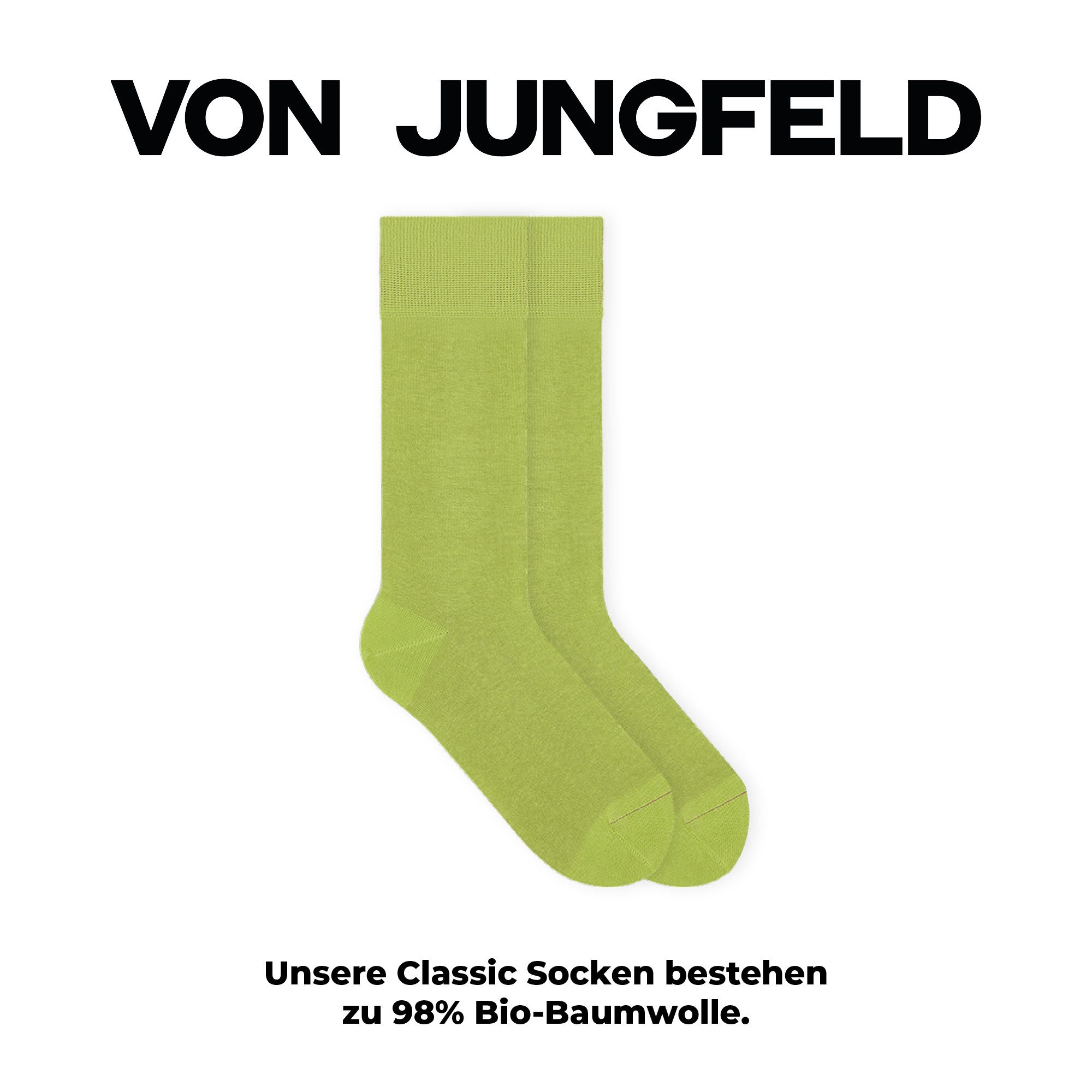 von Jungfeld Socken SIGNATURE Bio-Baumwolle 35-46 Unisex (1-Paar, 1 Paar) Anzugsocken, Bunte lange Socken aus Bio-Baumwolle
