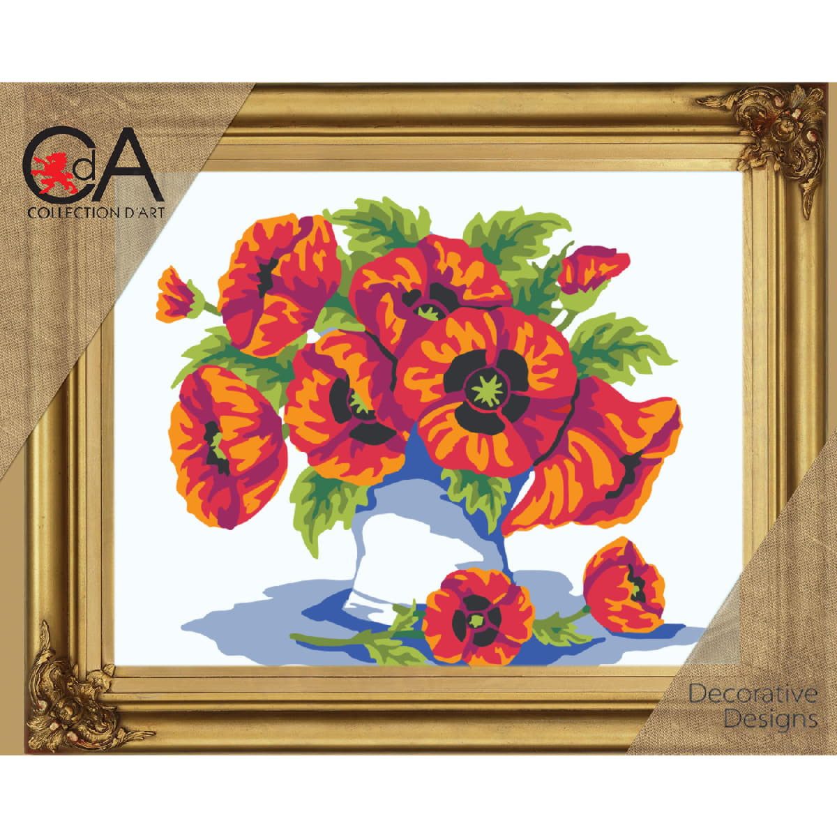 Collection D'art Kreativset CDA Halbkreuz Stickpackung "Mohn", bedruckt, 22x30cm..., (embroidery kit by Marussia)