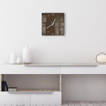 DEQORI Wanduhr 'Unifarben - Braun' (Glas Glasuhr modern Wand Uhr Design Küchenuhr)
