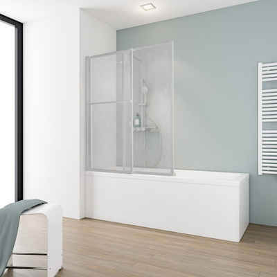 Schulte Badewannenaufsatz Komfort, Kunstglas, 2 tlg, ausziehbar, BxH: 70-118 x 140 cm, Tropfen Dekor