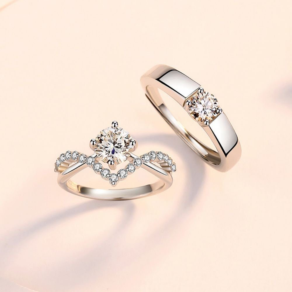 Fivejoy Partnerring Hochzeit Partner Ring, Vorschlag Ring Versprechen Ring (2-tlg), Kann zu Ihrem Lieblingsoutfit getragen werden