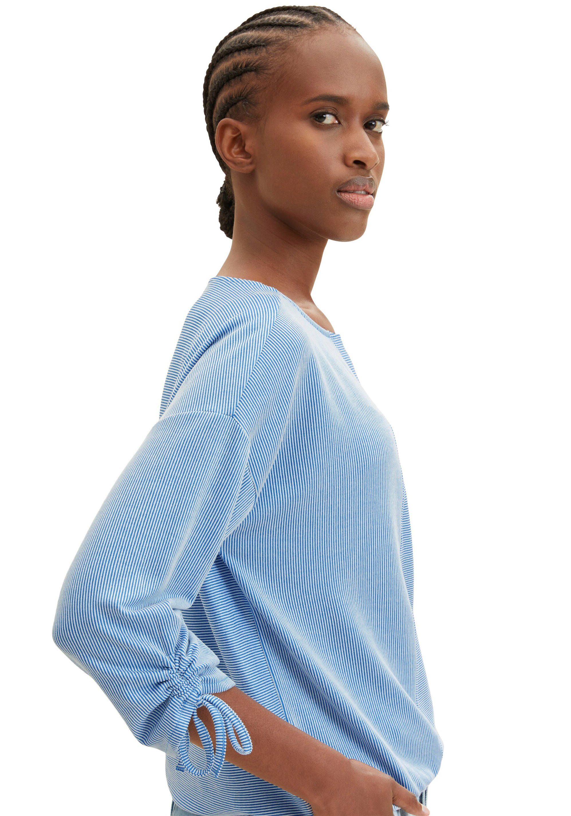 TOM TAILOR Denim 3/4-Arm-Shirt in feiner Rippoptik