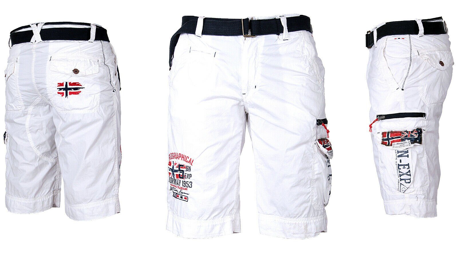 Geographical Norway Shorts Herren Cargo Shorts kurze Hose Short Bermuda knielang Parodi + Gürtel