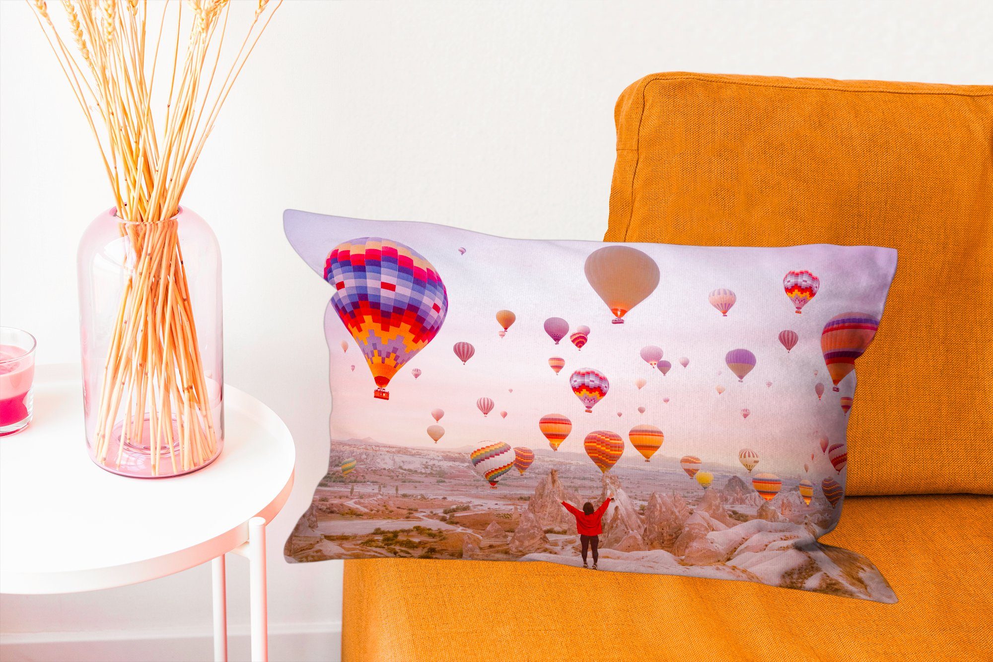 Dekokissen den Dekoration, Füllung, Bergen, MuchoWow Wohzimmer in Schlafzimmer mit Zierkissen, Luftballons Dekokissen