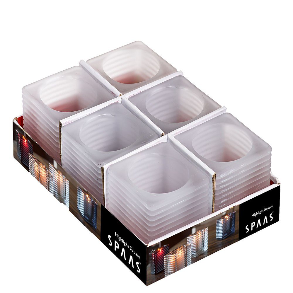 Spaas Kerzenhalter Kerzenständer Refill Kerzen Frostig/Milchig Relight Cubelight Glas (1 St)