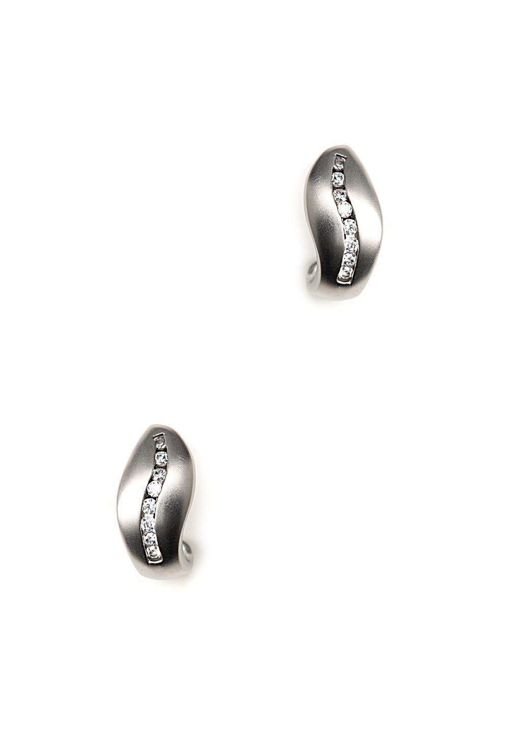 Heideman Paar Ohrstecker Welle (Ohrringe, Stein weiß poliert Geschenkverpackung), Silberfarben mit inkl