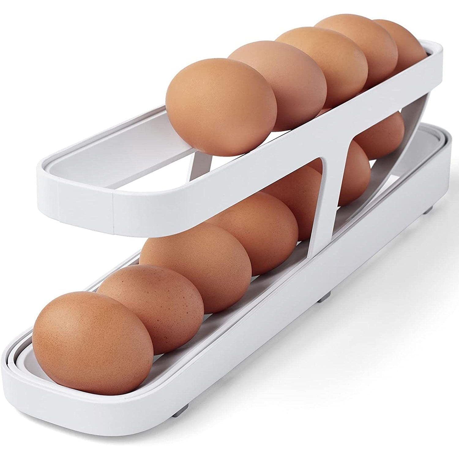zggzerg Eierkorb Eierhalter aus Kunststoff-Acryl für Kühlschrank mit 2 Schichten