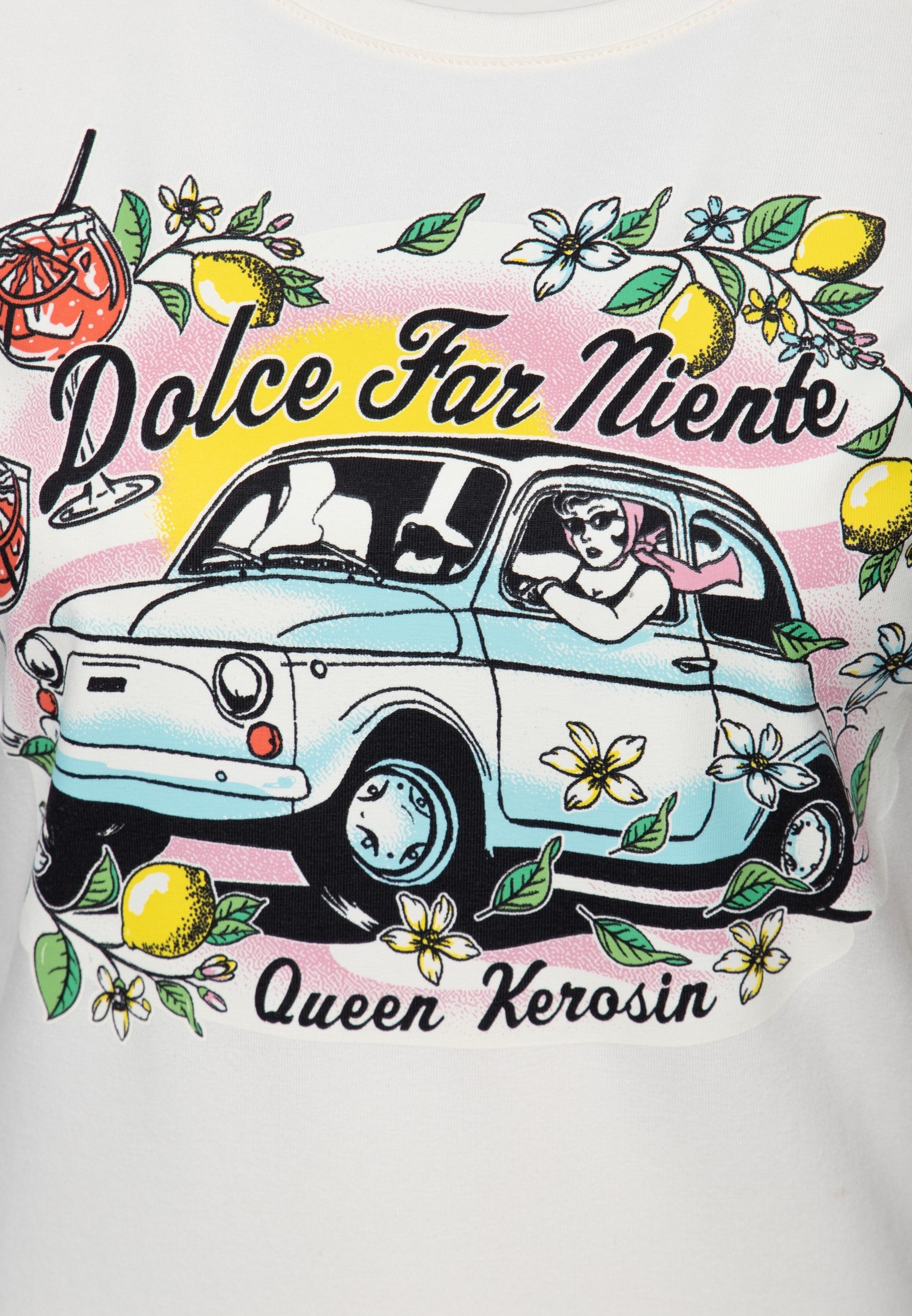 QueenKerosin Print-Shirt Dolce Far Niente Frontprint mit mediterranem Urlaubsflair – Bild 4 von 5