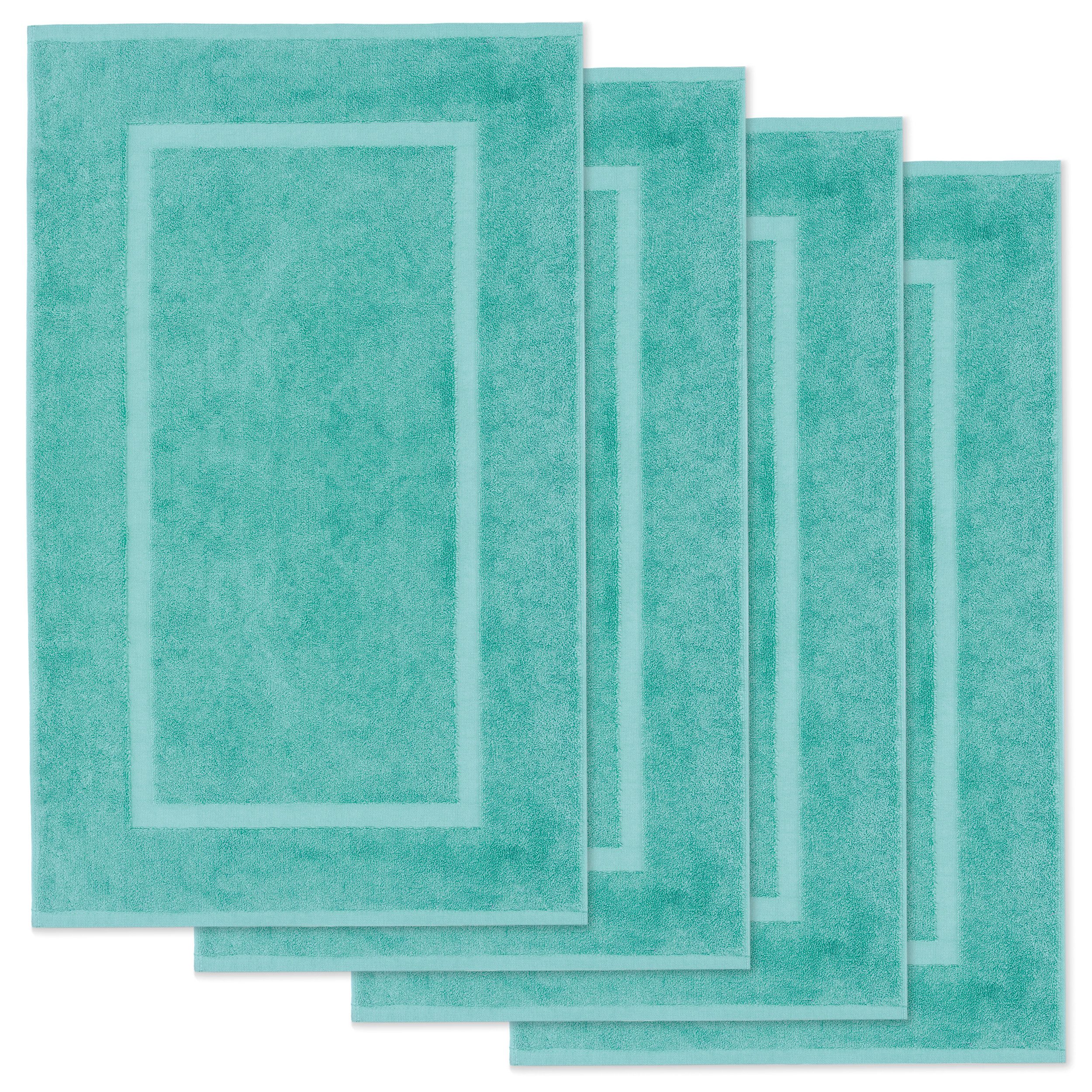 Lavea Badematte 4er Set Badeteppiche Elena Frottee 50x80 cm Badvorleger, 100% Baumwolle, 500 g/m² Frottier, weich & saugstark, pflegeleicht