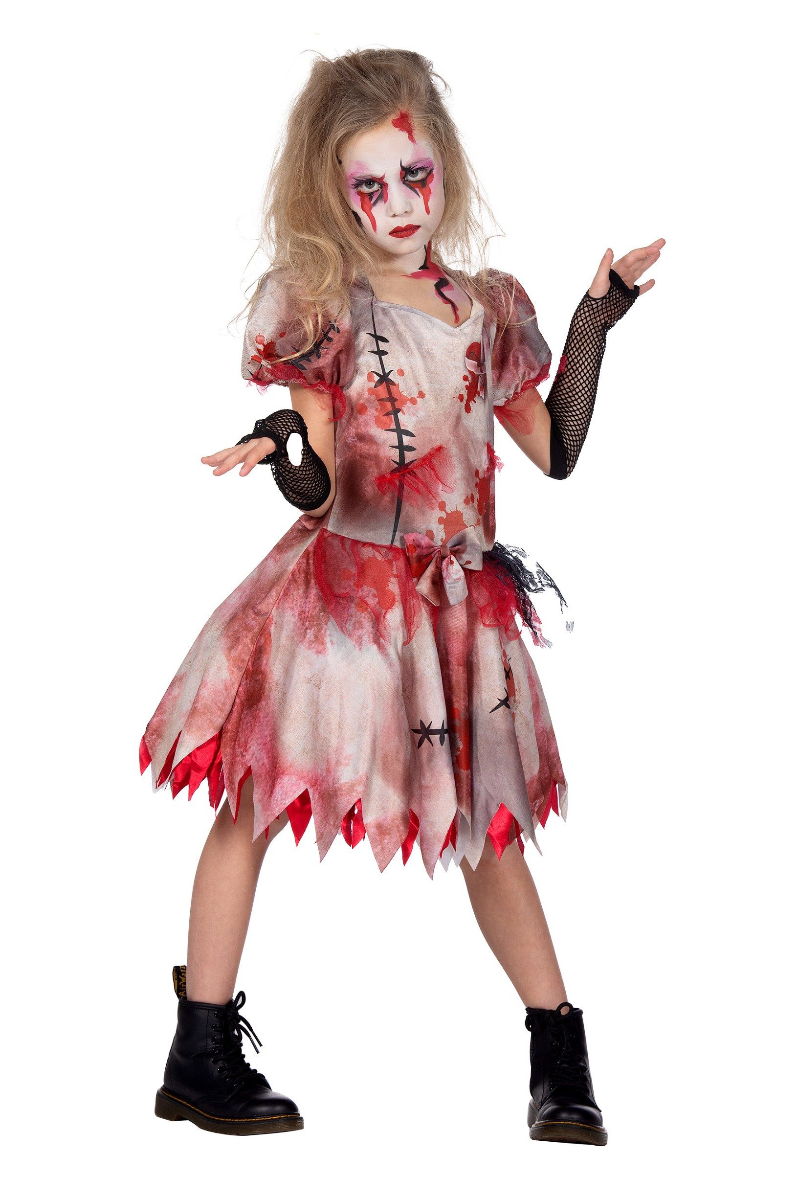 Wilbers Monster-Kostüm Gruselige Voodoo Puppen Kostüm für Halloween Mädchen Horror Puppe