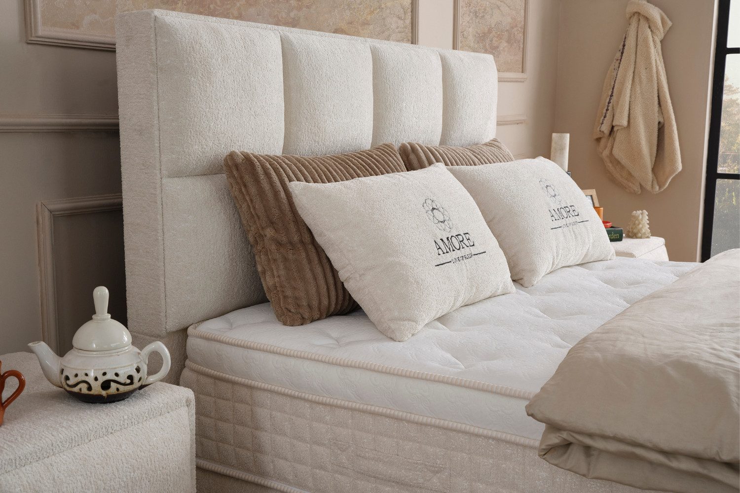 Pointhome Boxspringbett mit Matratze & Stauraum, Bett mit Bettkasten H3 (Boxspringbett 140 x 200 cm), 1 x H3 Mittelfest Matratze, 2 x Bettkasten, 1 x Bettkopfteil