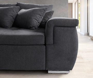 DELIFE Big-Sofa Navin, Graphite 275x116 cm Sofa mit Kissen