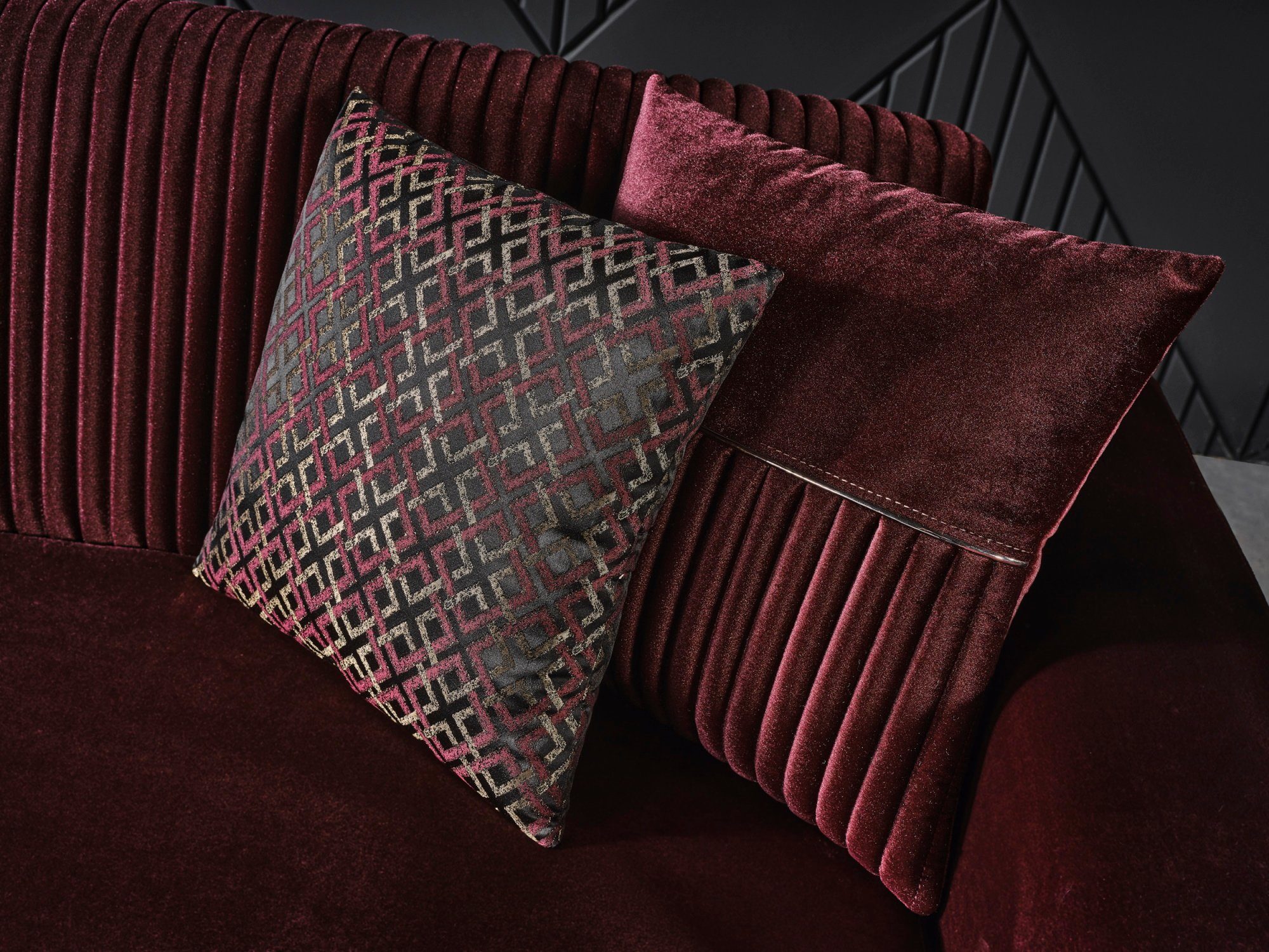 Handmade Sofa Quality,strapazierfähiger Cusco, Bordeaux 1 Mikrofaser Villa Rot Teil, Samtstoff Möbel