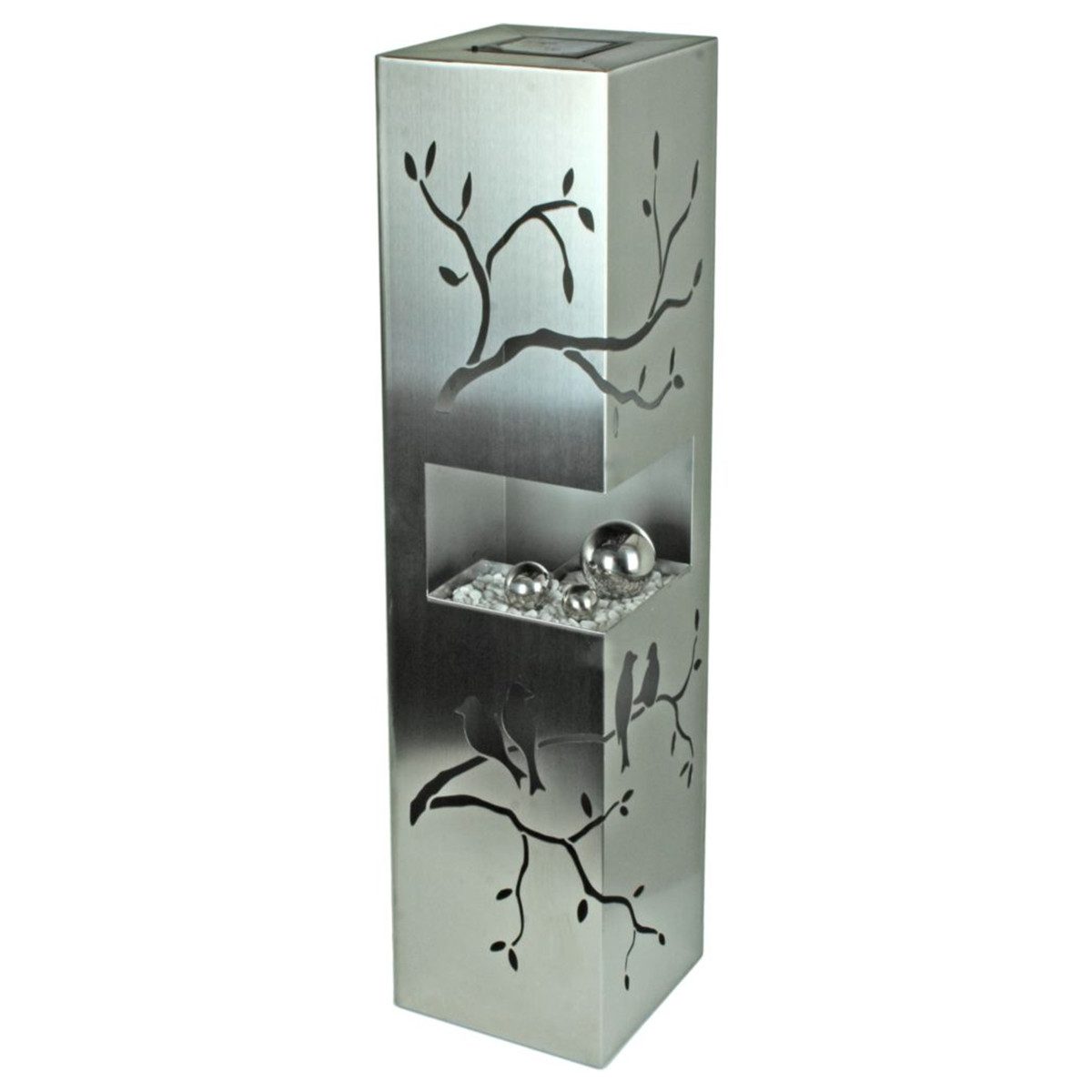 colourliving Dekosäule LED Edelstahlsäule Garten Gartensäule Dekosäule 100 cm mit Kugeln, inkl. Ein-/Ausschalter, inkl. Dämmerungssensor