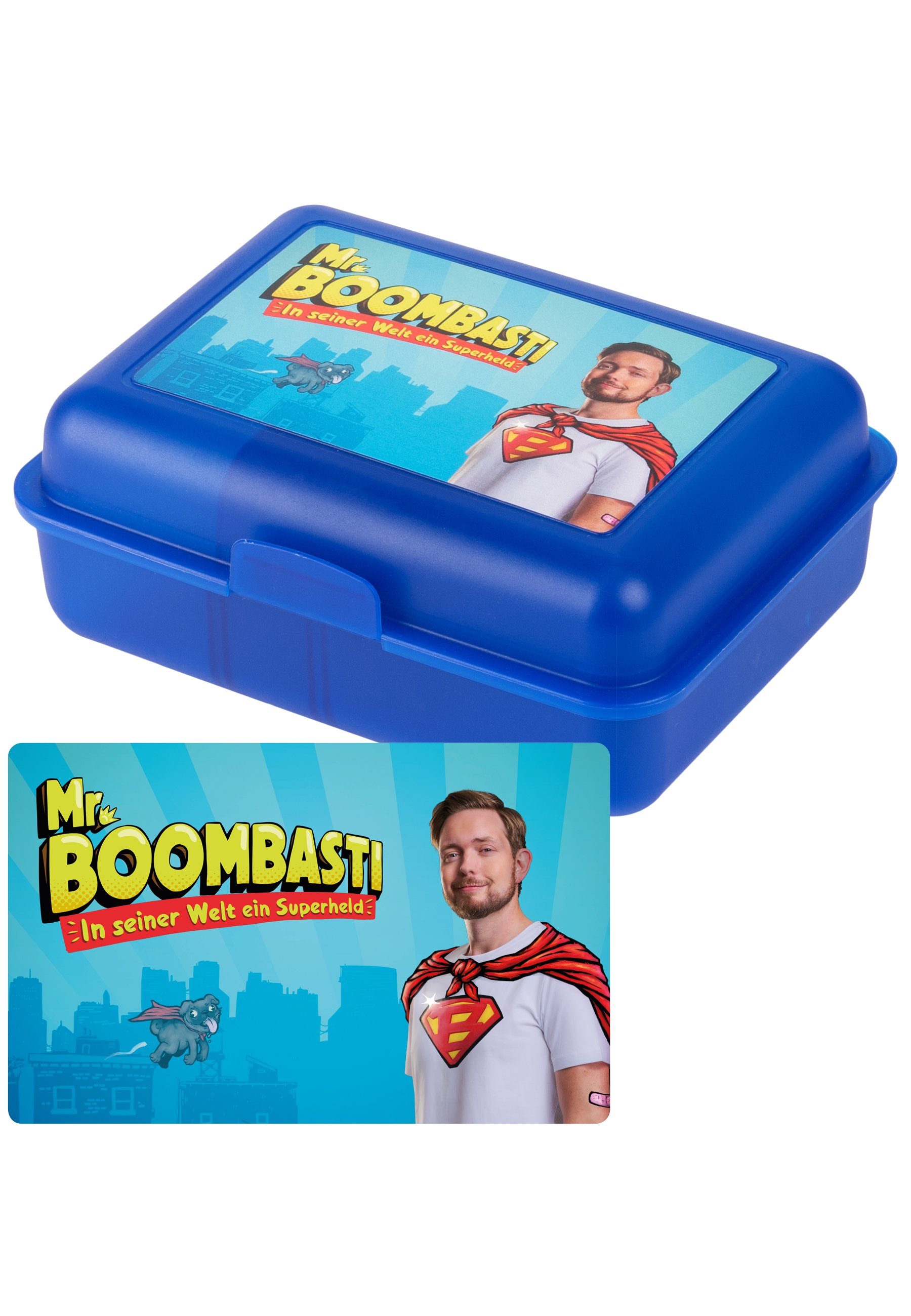 United Labels® Lunchbox Bastian Bielendorfer Brotdose - Mr. Boombasti, mit Trennwand Blau, Kunststoff (PP)