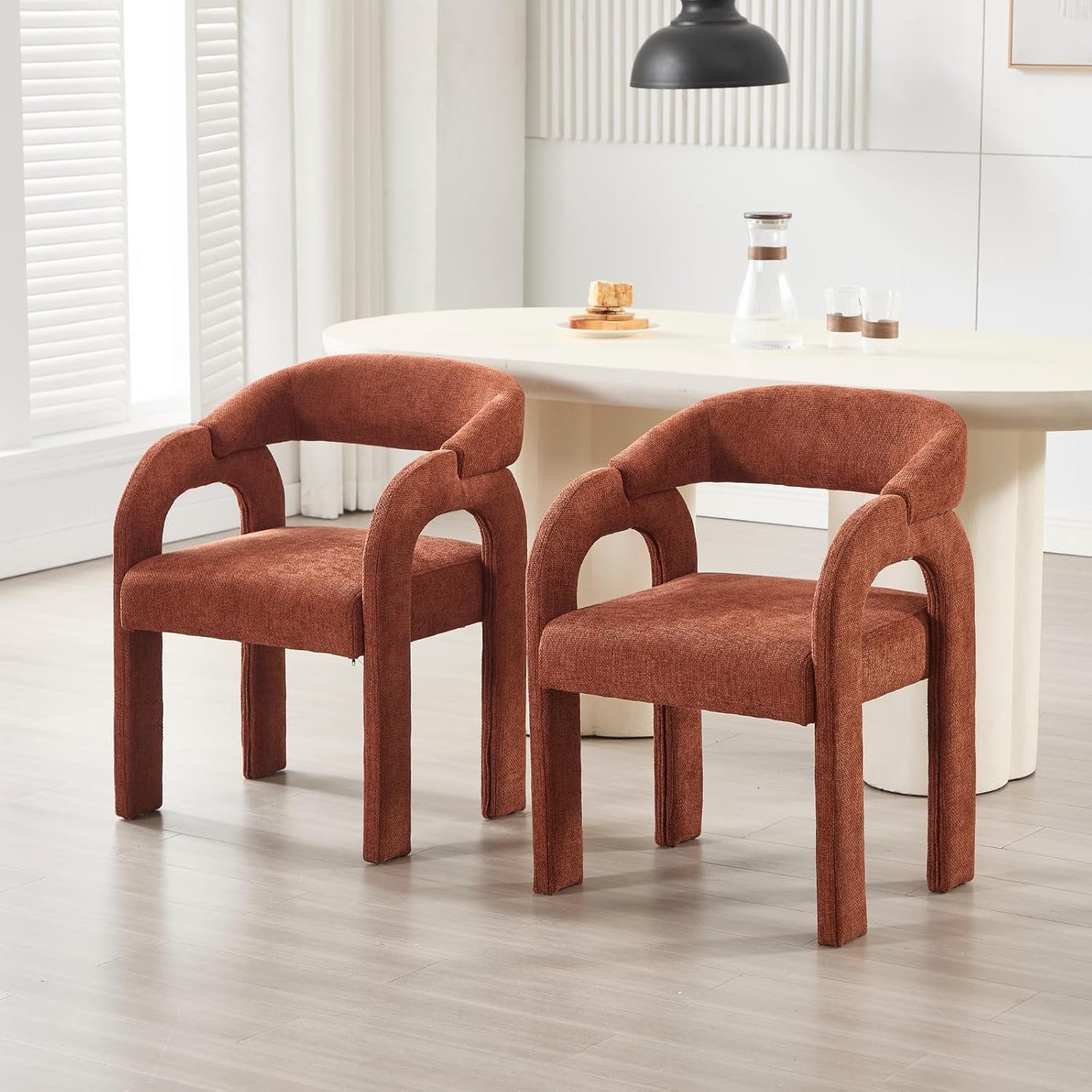 WAHSON OFFICE CHAIRS Esszimmerstuhl 2/4er Set Esszimmerstühle, Chenille, Schwunglehne,Armlehnen–nordisch (2 St)