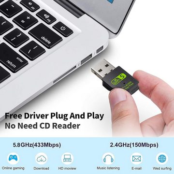 GOOLOO USB Bluetooth Dongle, WLAN Adapter WiFi Stick 600 Mbit/s Adapter, 2.4G / 5G, kabellose Wi-Fi Adapter Netzwerkkarte für Laptop, Desktop