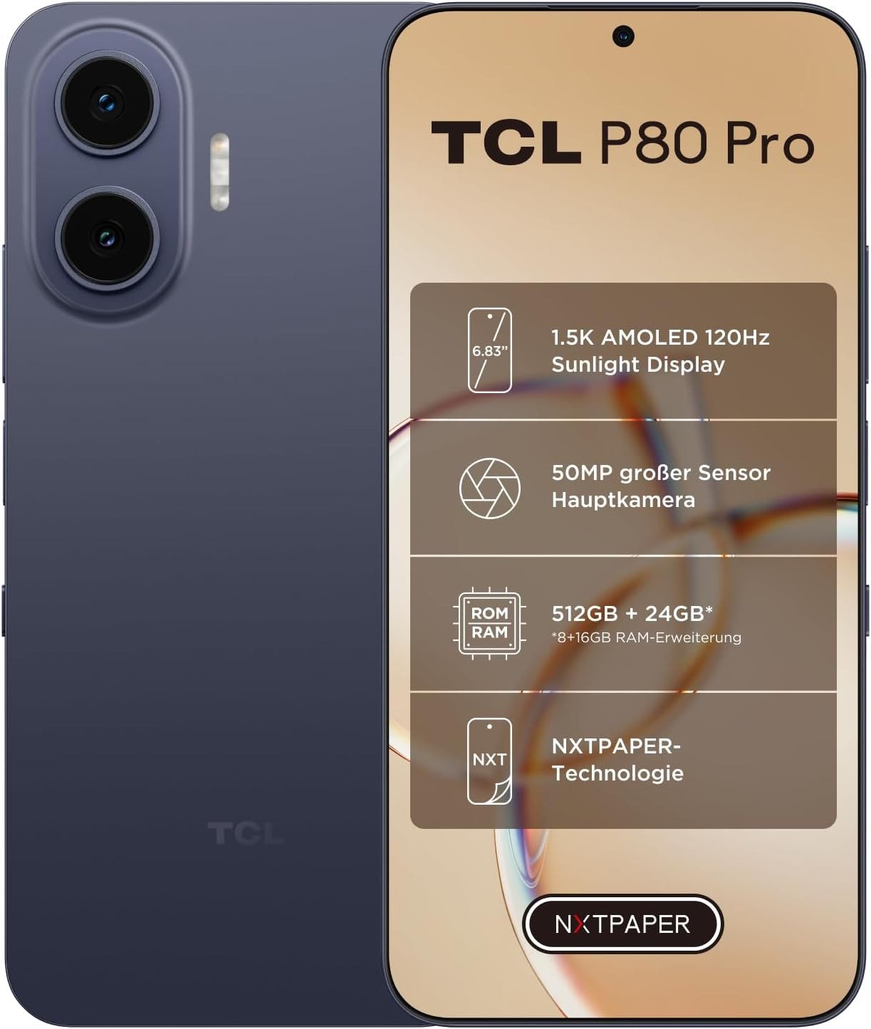 TCL P80 Ultra 256GB Smartphone (17,34 cm/6,83 Zoll, 256 GB Speicherplatz, 50 MP Kamera)