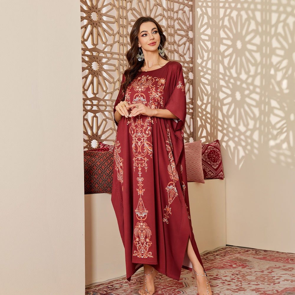 Vivi Idee Morgenmantel Kaftan Kimono Bademantel, Schlafmantel satin Sauna Einheitsgröße, Rund-Kragen/V-Kragen, kein Verschluss, Einheitsgröße, seidig – Bild 4 von 5