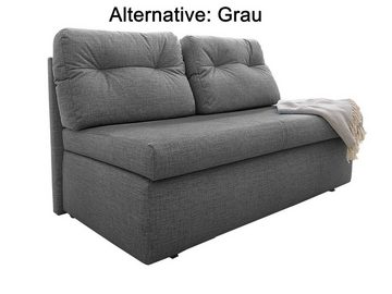 luma-home Schlafsofa 15120, 136 cm breit, Bettfunktion, Liegefläche 126x192 cm, Bettkasten, Mikrofaser, Hell-Grau