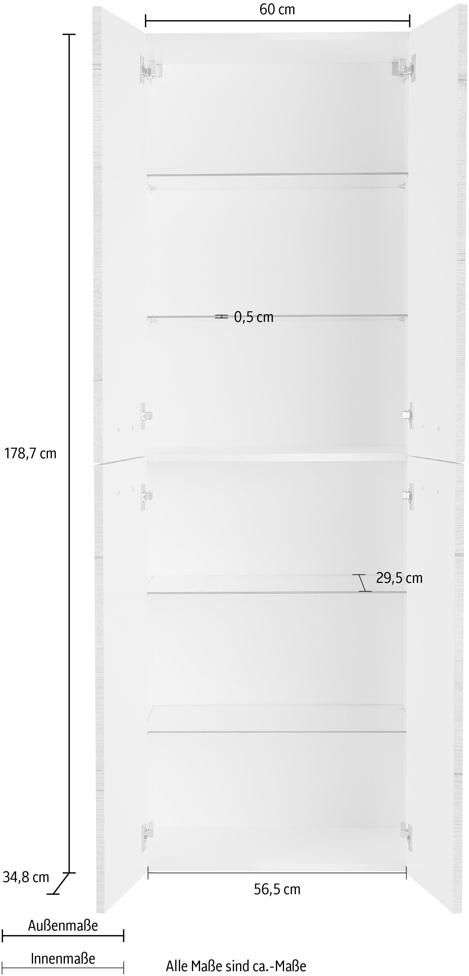 Breite 60 3040, graphit graphit | Hochschrank cm MARLIN Kastanie Kastanie