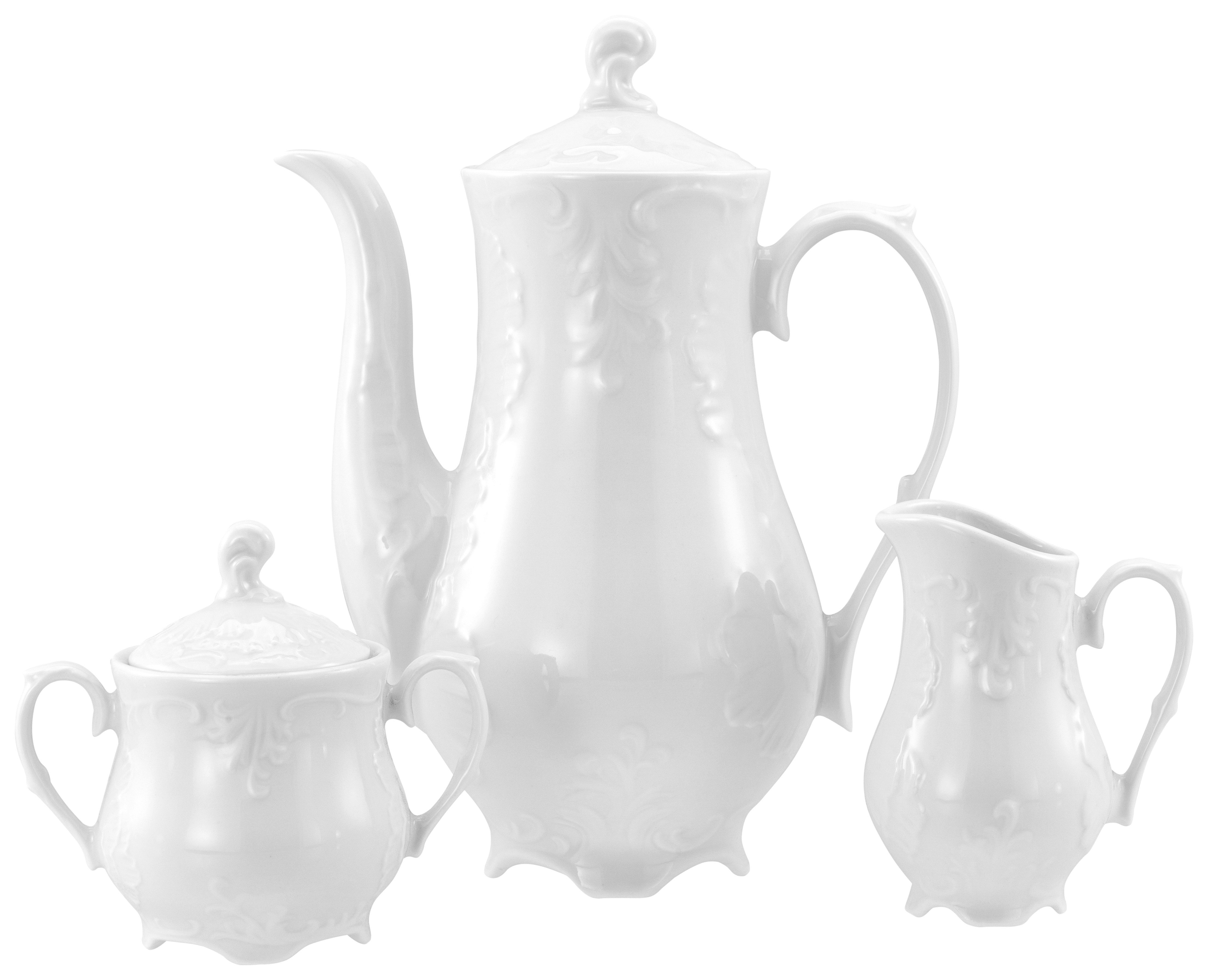 CreaTable Milch- und Zuckerset Rokoko, Kaffeegarnitur 3-tlg. (3-tlg), 1 Personen, Porzellan, Daily Use, Zeitlos