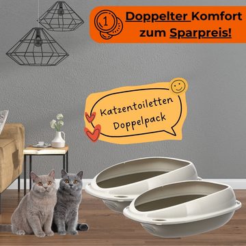 GarPet Katzentoilette 2x Katzenklo ohne Deckel Doppelpack Katzentoilette Sparpaket 2er Set