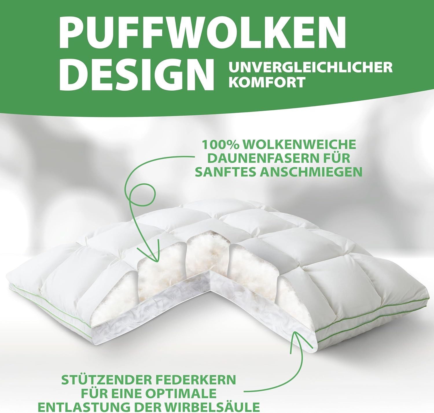 Welldora Kopfkissen Innovatives Puffwolken-Design für höchsten günstig online kaufen