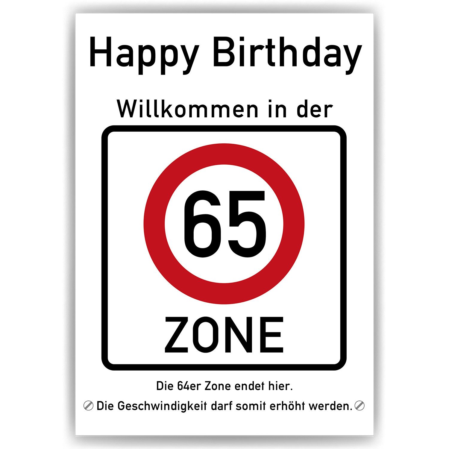Tigerlino Poster 65. Geburtstag Geschenk Verkehrszeichen günstig online kaufen