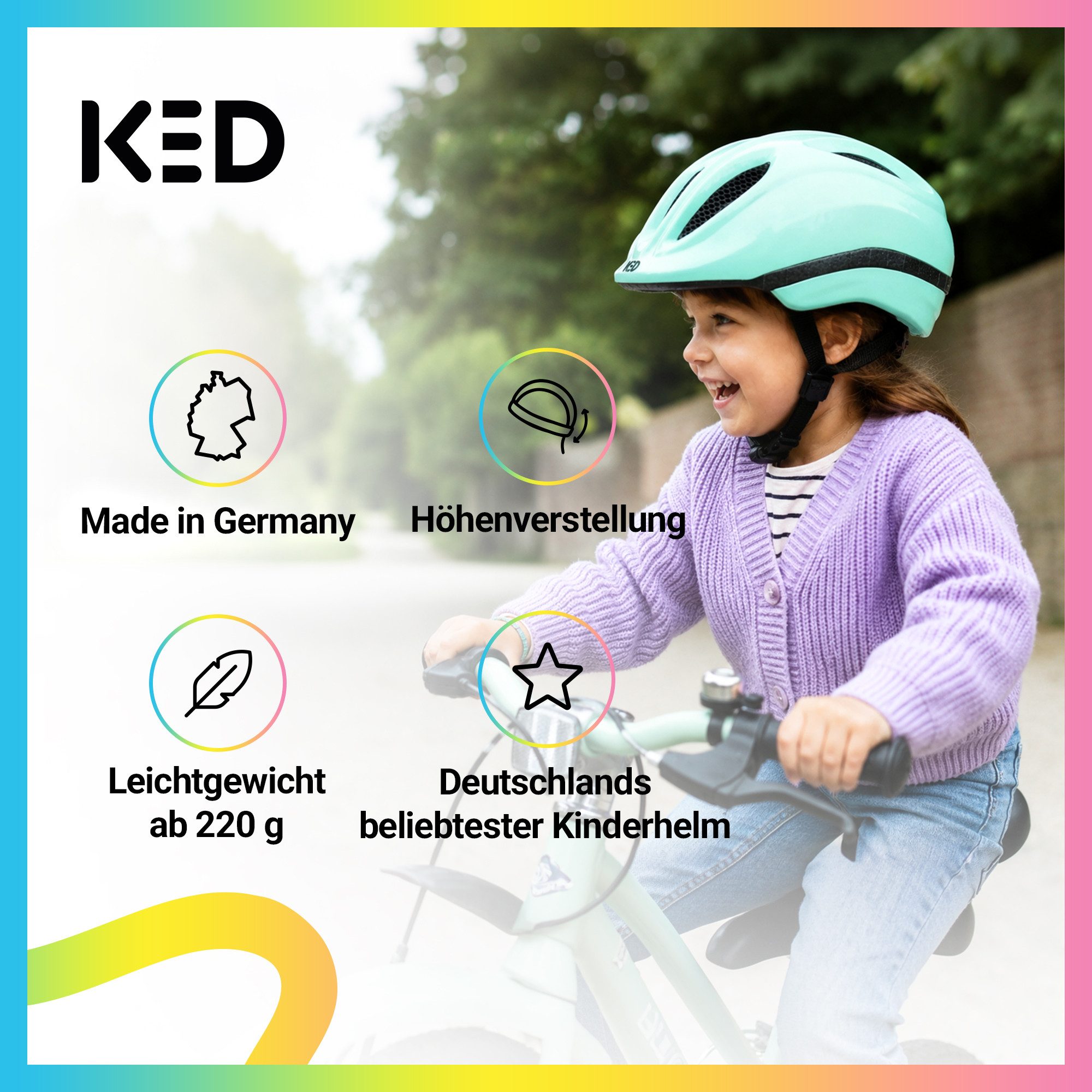 KED Fahrradhelm Meggy II Trend Kinderhelm, LED Rücklicht, MaxShell Technologie, Präzise Größenverstellung – Bild 2 von 5