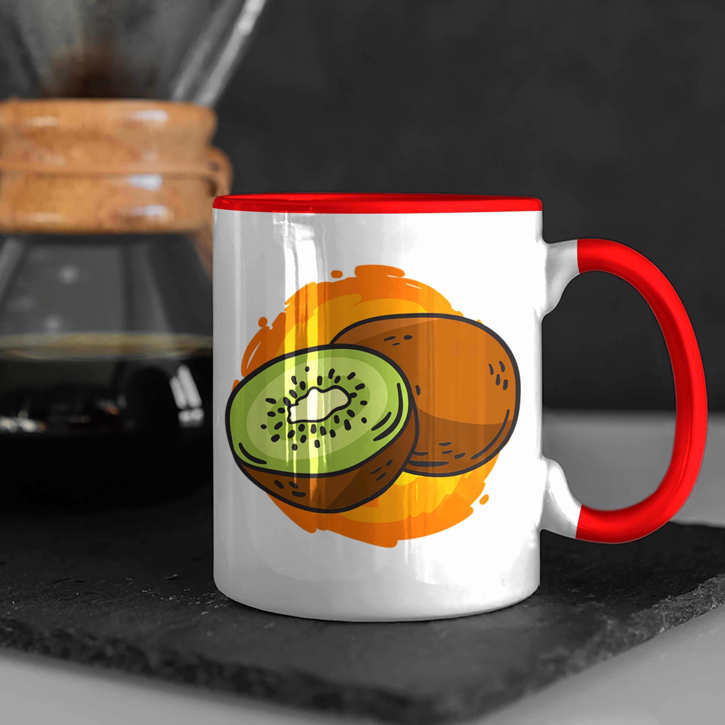 Lustige für Tasse Tasse Rot Kiwi-Liebhaber mit Geschenk Trendation Kiwi-Grafik