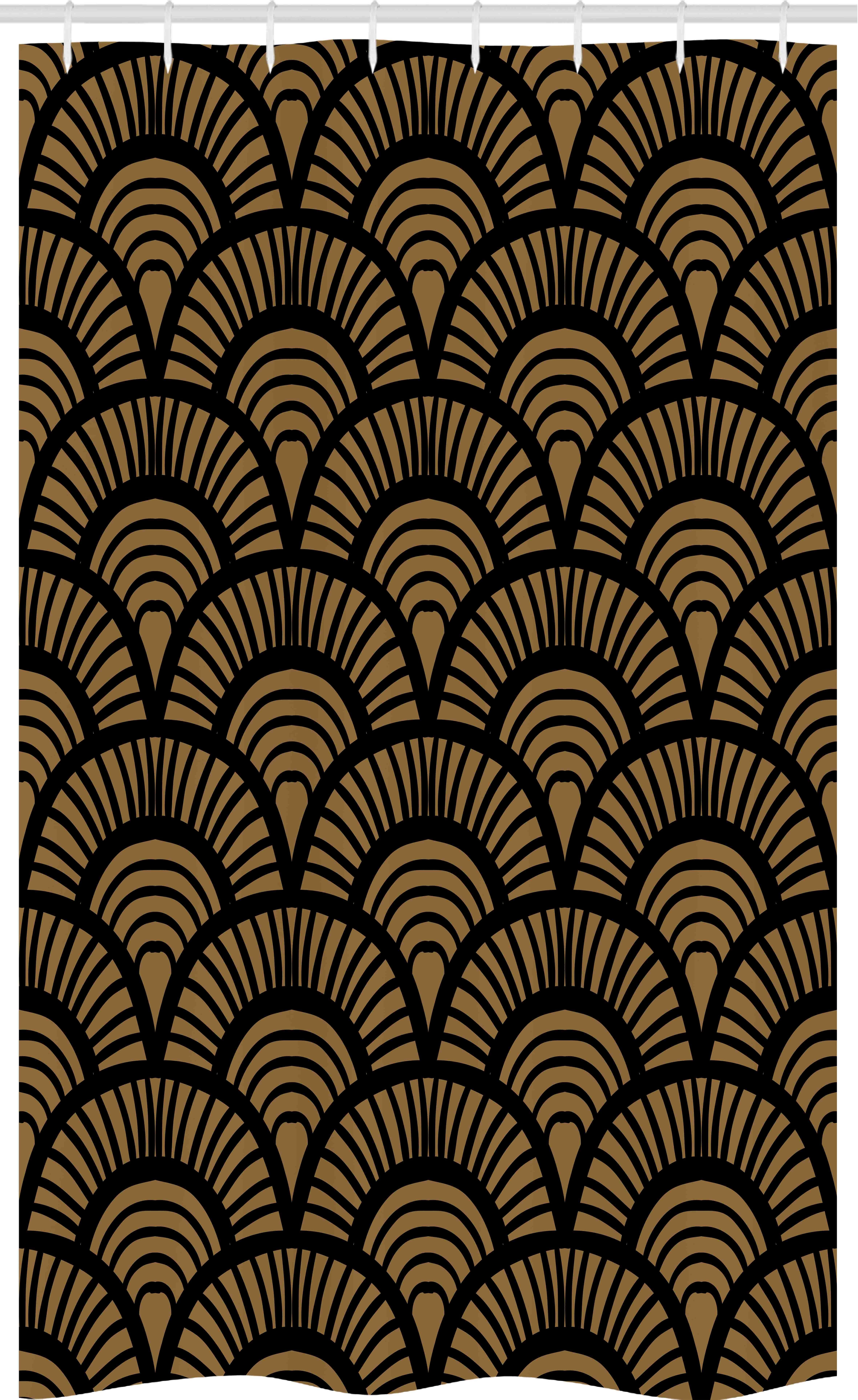 Abakuhaus Duschvorhang Badezimmer Deko Set aus Stoff mit Haken Breite 120 cm, Höhe 180 cm, Jakobsmuschel Retro Art-Deco-Muscheln