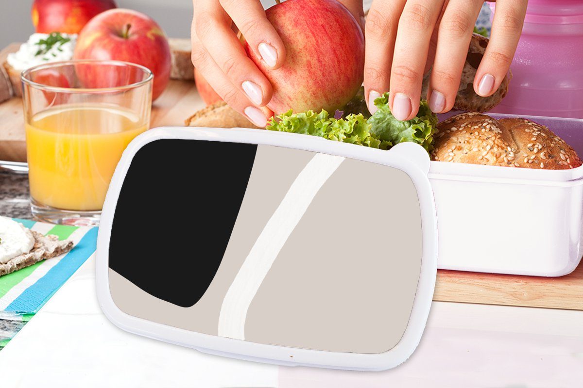 MuchoWow Lunchbox Pastell - Erwachsene, und für weiß (2-tlg), für und Formen, Kunststoff, Kinder Brotbox Brotdose, Mädchen Minimalismus Jungs 