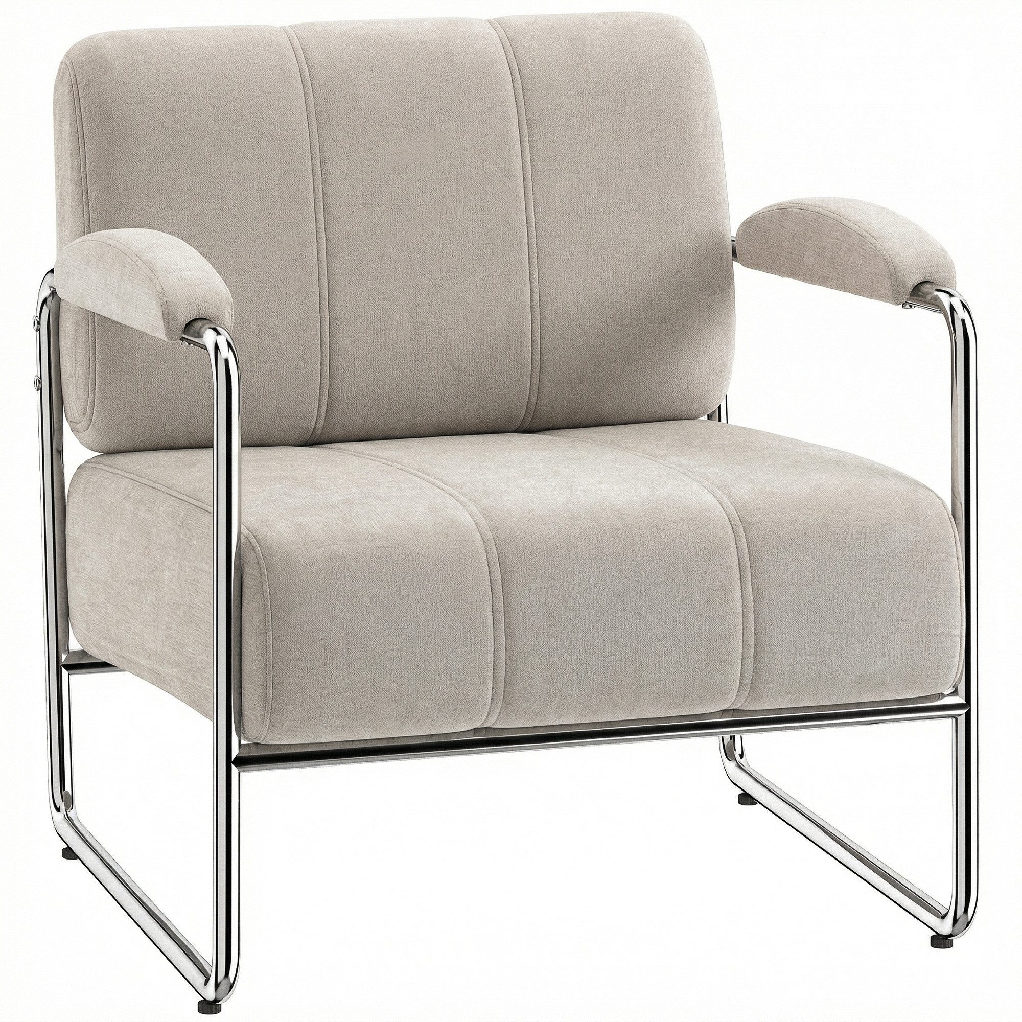 HOMCOM Sessel mit breitem Sitz und Chenille-Optik (Relaxsessel, 1-St., Polstersessel), dicke Polsterung, modernes Design, stabiler Rahmen
