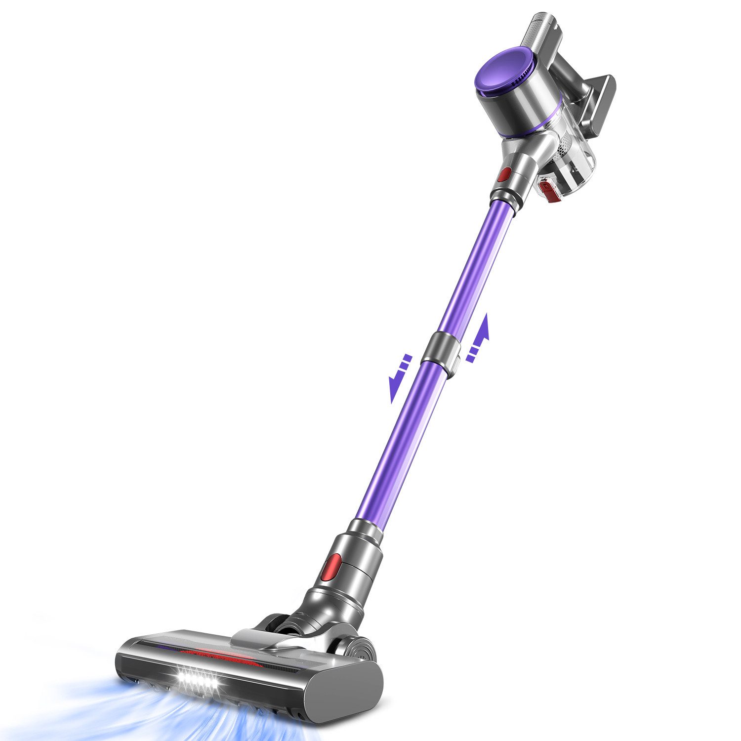 Homimaster Akku-Hand-und Stielstaubsauger Akku Staubsauger, 33000PA Staubsauger kabellos Anti-Tangle, 1.5L Große Staubbehälter und 4 Hepa Filters, bis zu 50 Min Laufzeit, Stabstaubsauger mit LED-Display, Akku Staubsauger Tierhaare, Teppich, Harter Boden