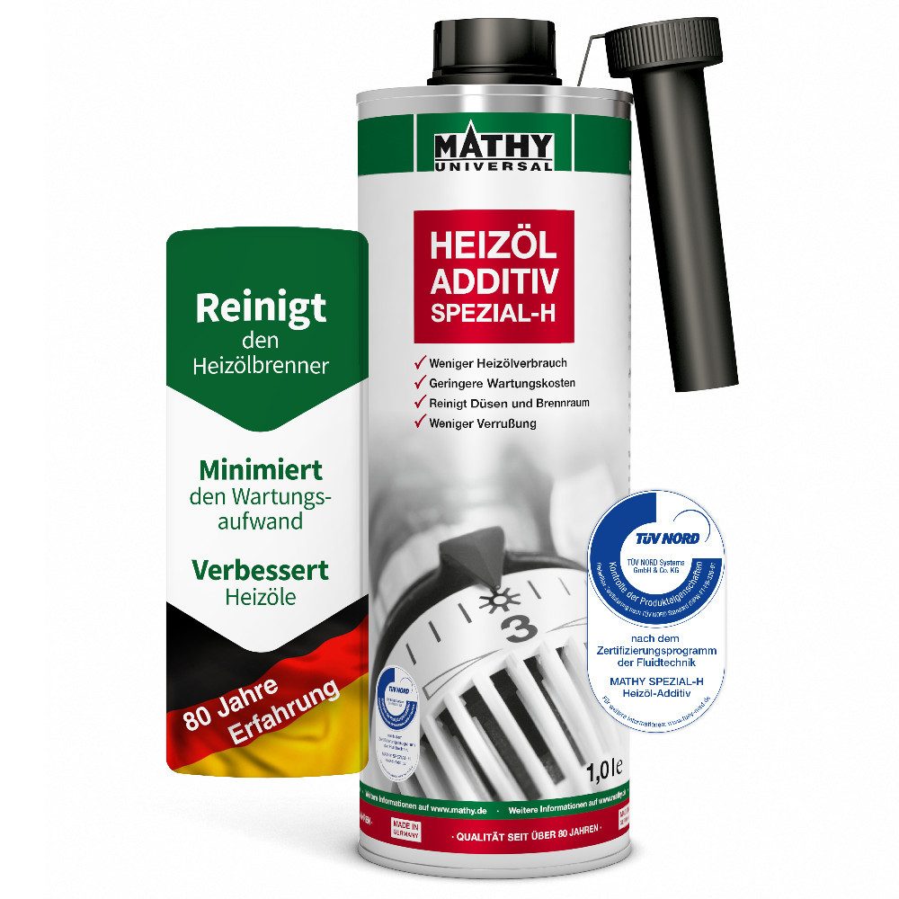 MATHY Öl-Additiv MATHY SPEZIAL-H Heizöl-Additiv 1,0 l, 1,0 l, (1-St) Schützt das Heizölsystem, reinigt Düsen und Brennraum