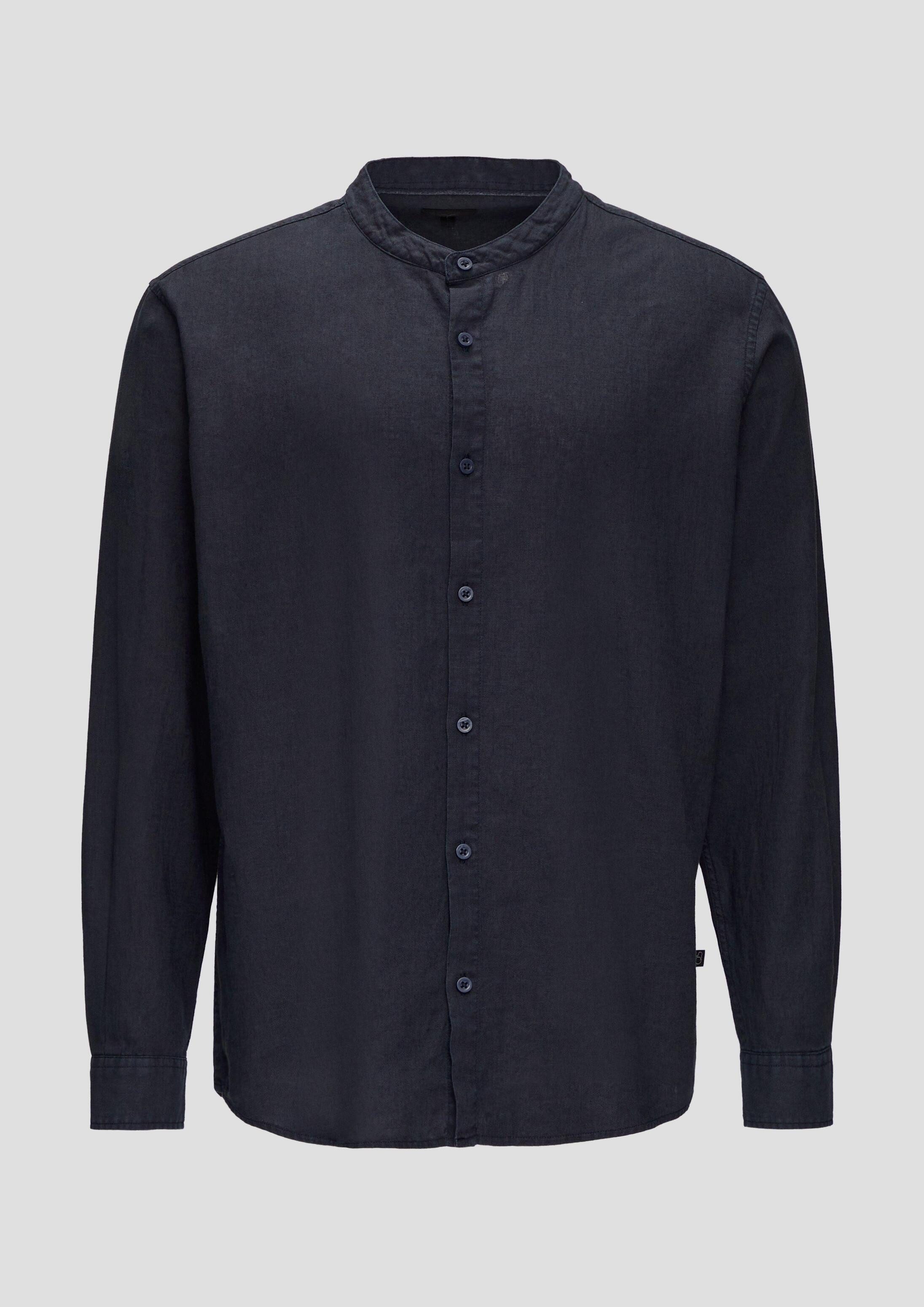 QS Langarmhemd Hemd Hemd aus Leinenmix mit Garment Dye