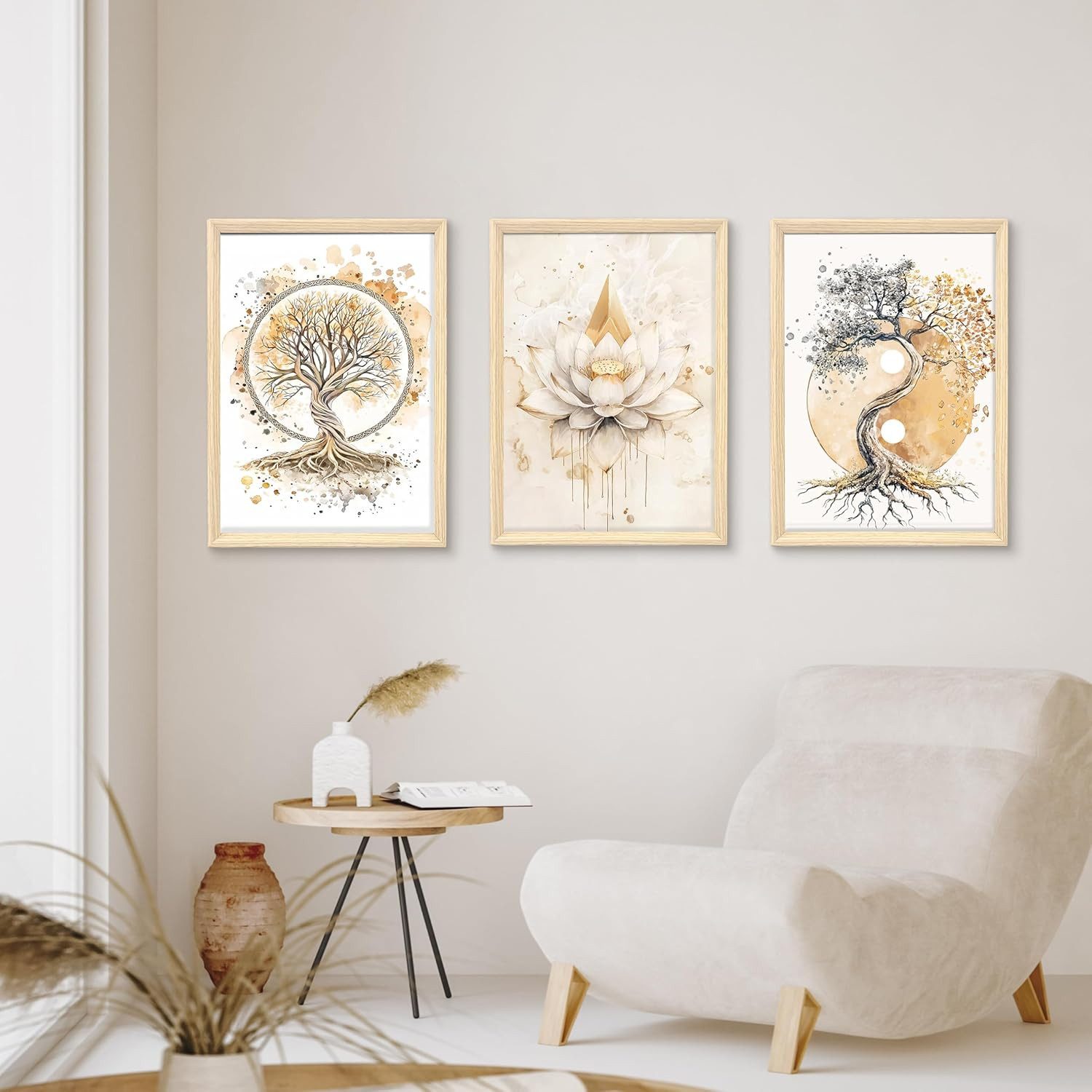 Zyronn Leinwandbild 3Pcs Lebensbaum Yin Yang Leinwand Bilder Malerei Poster Ohne Rahmen, (3 St), Wandbilder Wohnzimmer Schlafzimmer Badezimmer Wanddeko – Bild 5 von 5