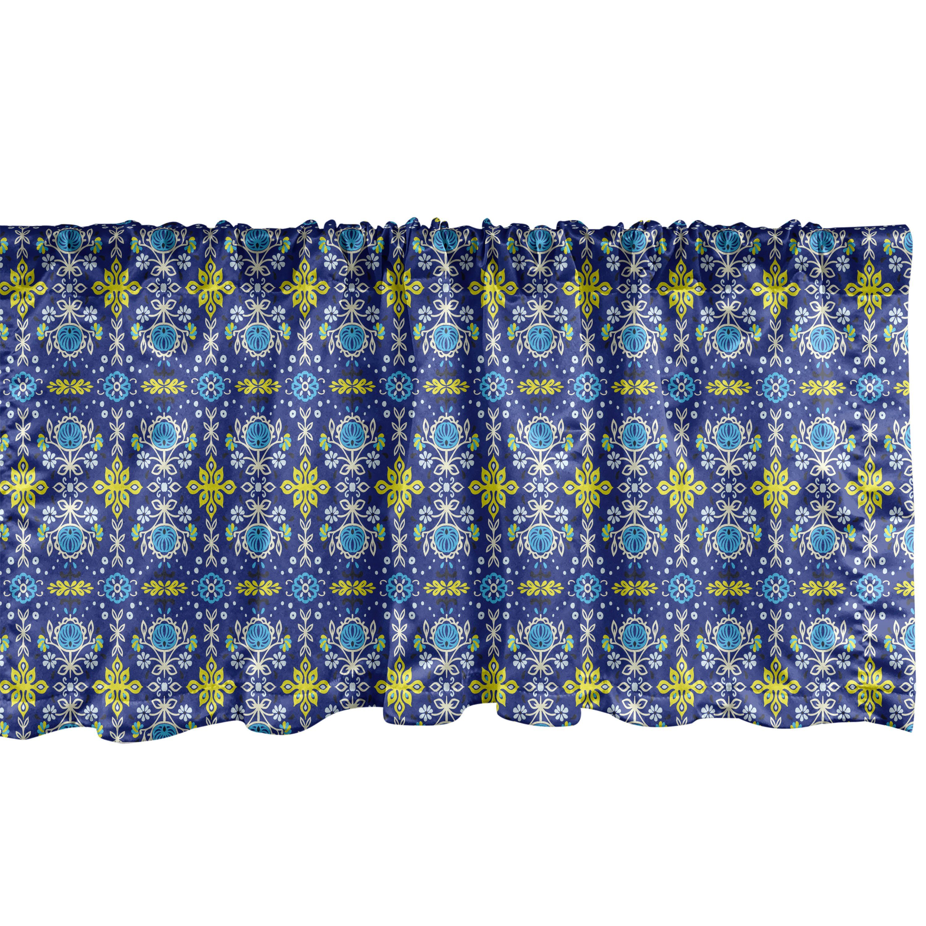 Scheibengardine Vorhang Volant für Küche Schlafzimmer Dekor mit Stangentasche, Abakuhaus, Microfaser, Blumen Osteuropäische Blumen