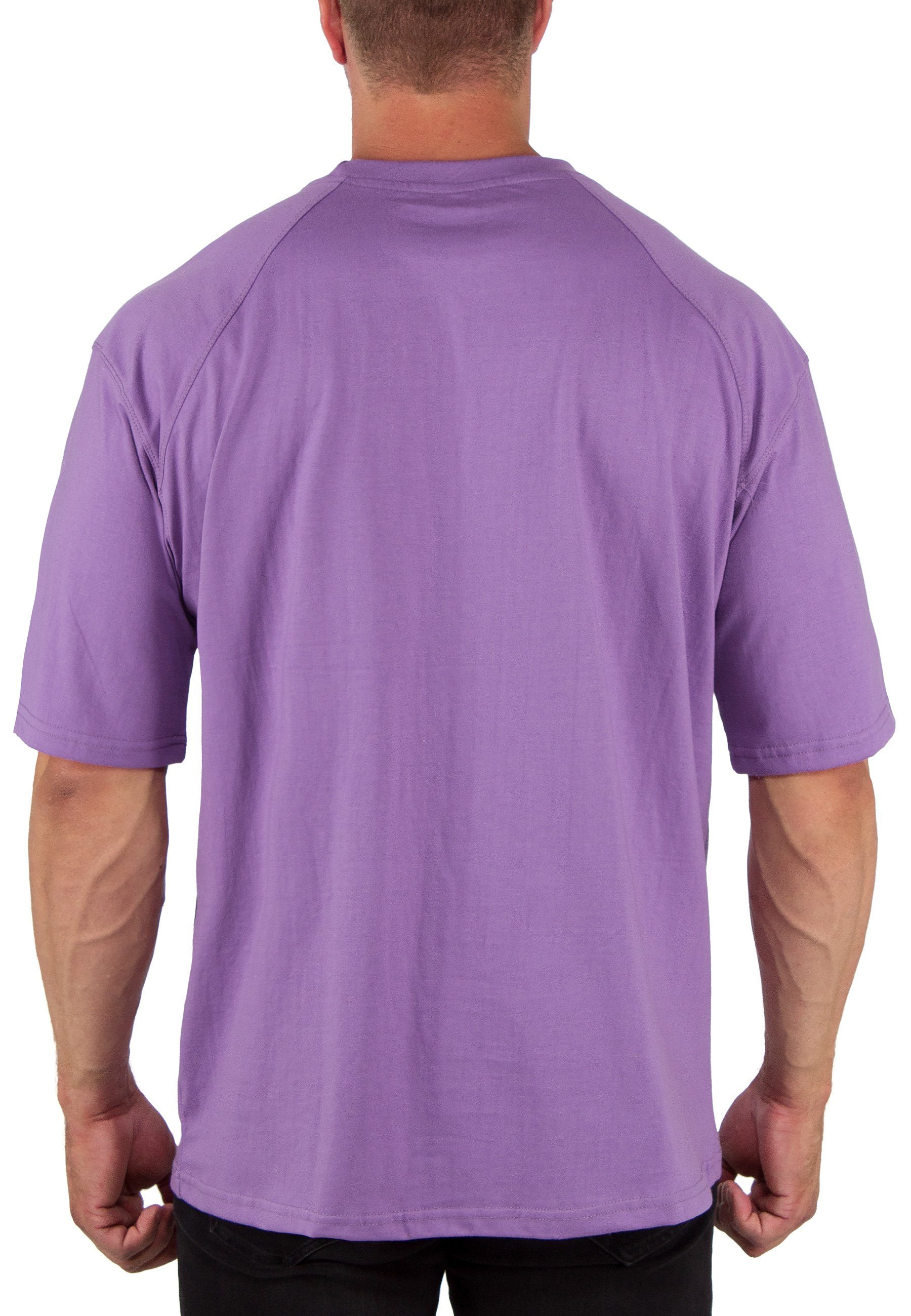T-Shirt auf Herren Reichstadt Reichstadt Oversize-Shirt Brust 22RS033A mit der Stitching (1-tlg) Lila
