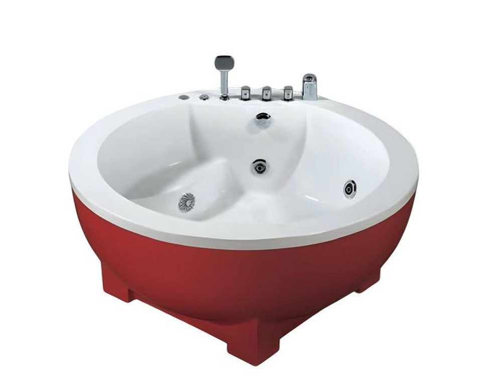 Xlmoebel Whirlpool-Badewanne XLMOEBEL Massagebadewanne in Rot mit Acryl-Oberfläche, Made in Europa