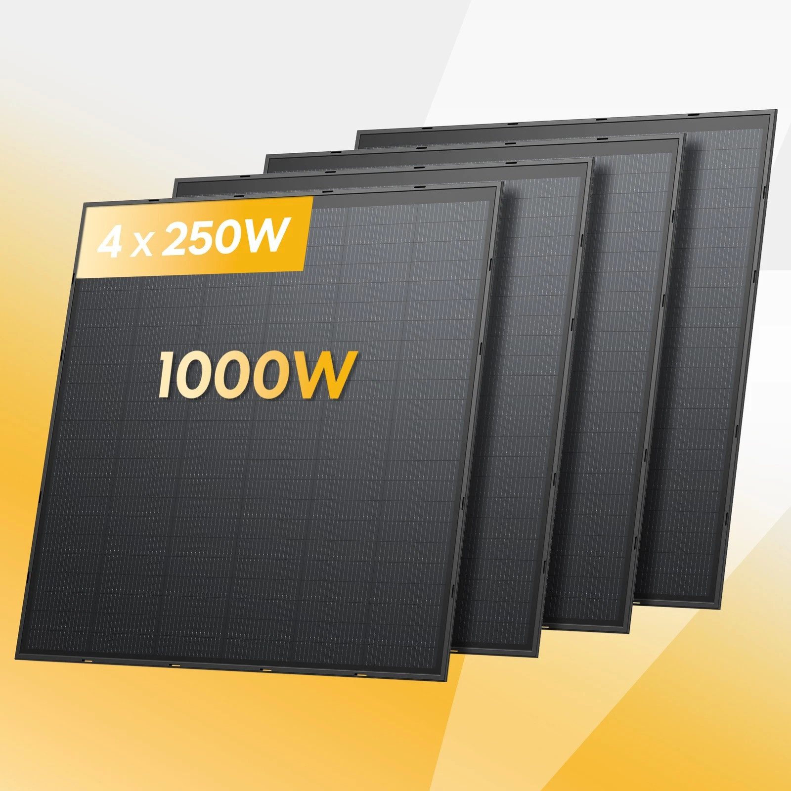 Ecoflow Solarmodul EcoFlow 250 W Starres Solarpanel, 4 Stück, 1.000 Wp, (Solarmodule, 4-St., bifazial, N-Type, 24,7 % Wirkungsgrad, IP68), Abemessung: 1157 × 1165 × 20 mm