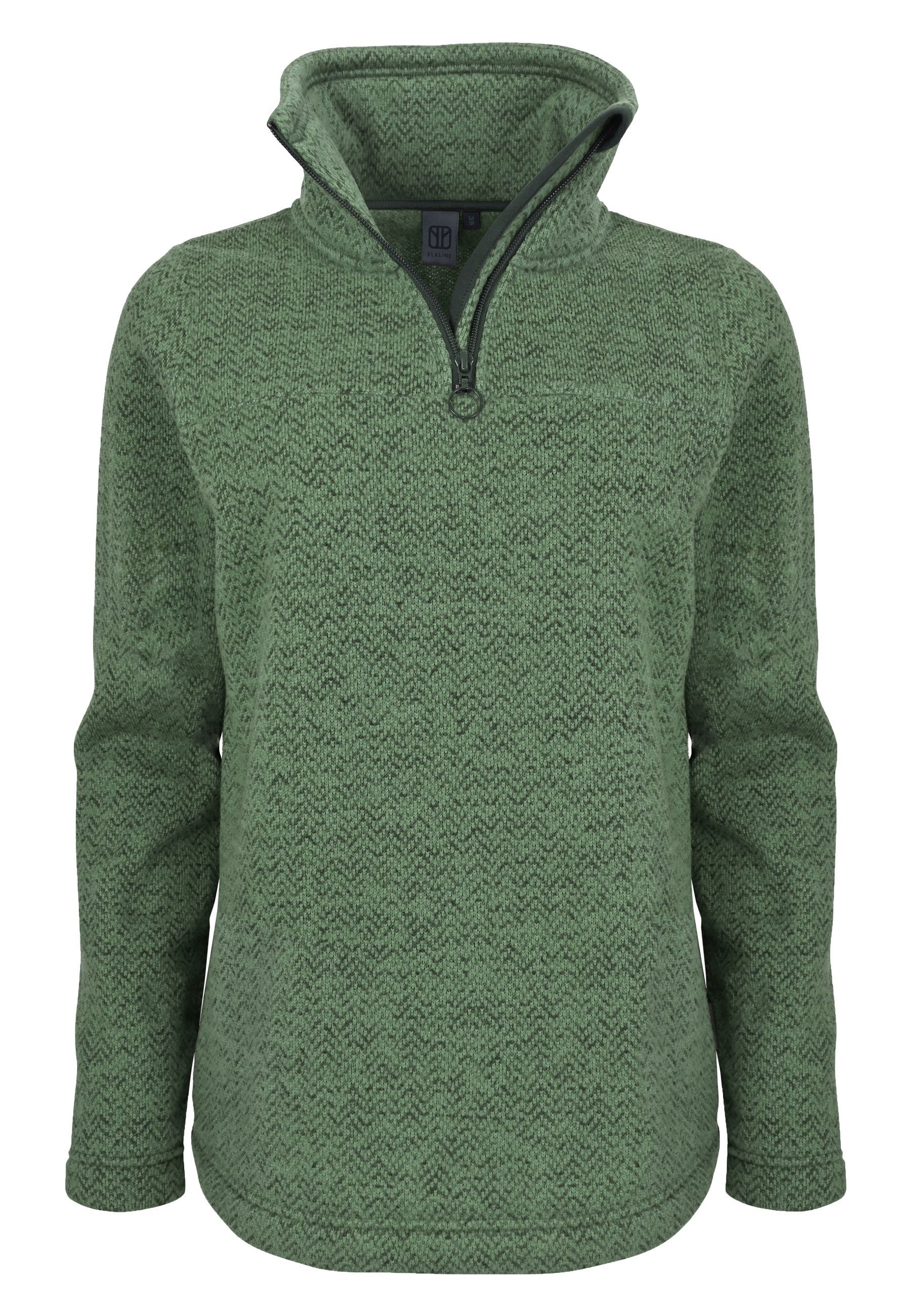 Elkline mit Fleecepullover olive Fastforward Reißverschluss Stehkragen Strickpullover halber soft