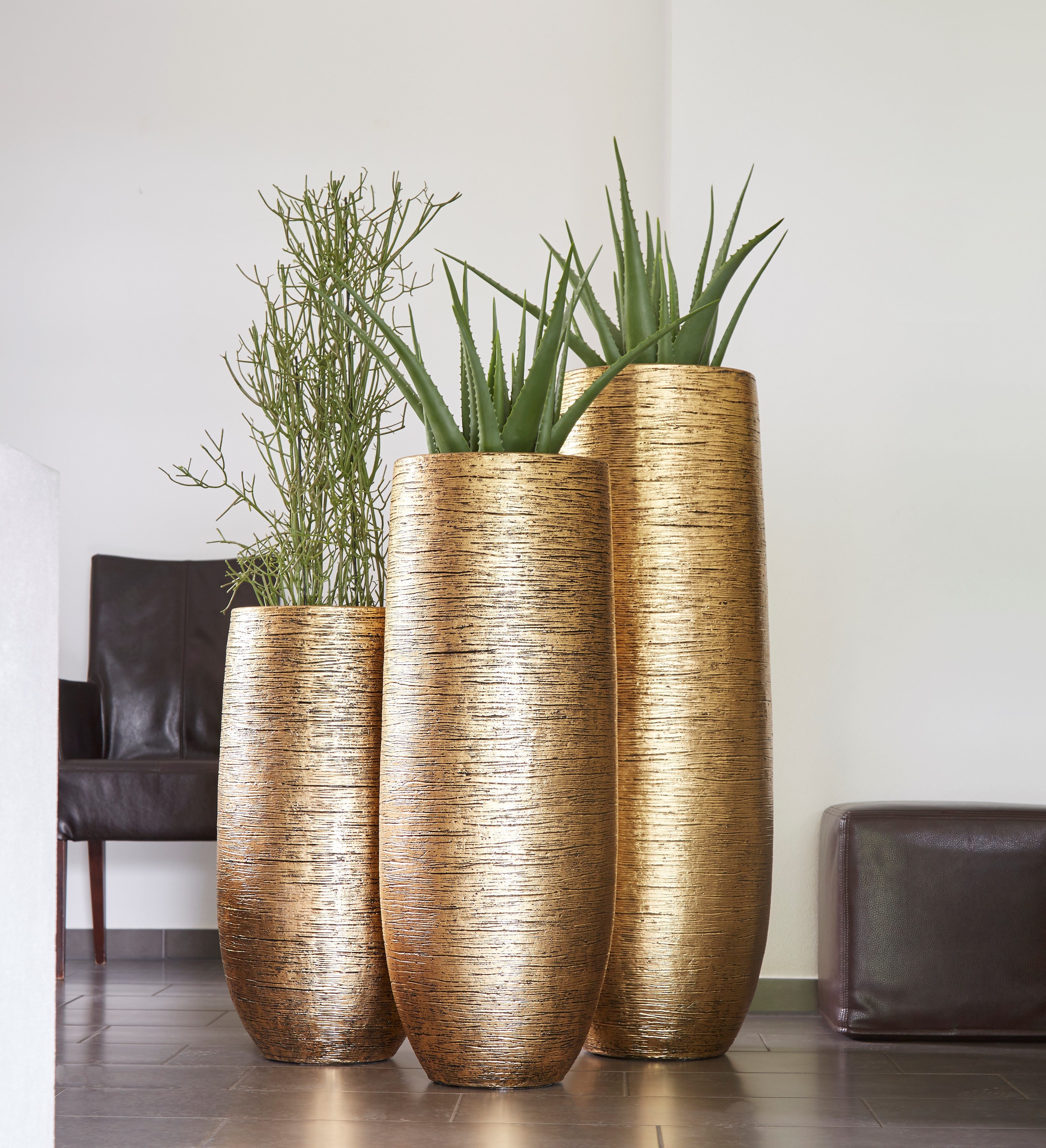 Flingora Bodenvase Lacey, mit Einsatz - Fiberglas - Indoor - Gold - Höhe 75 günstig online kaufen