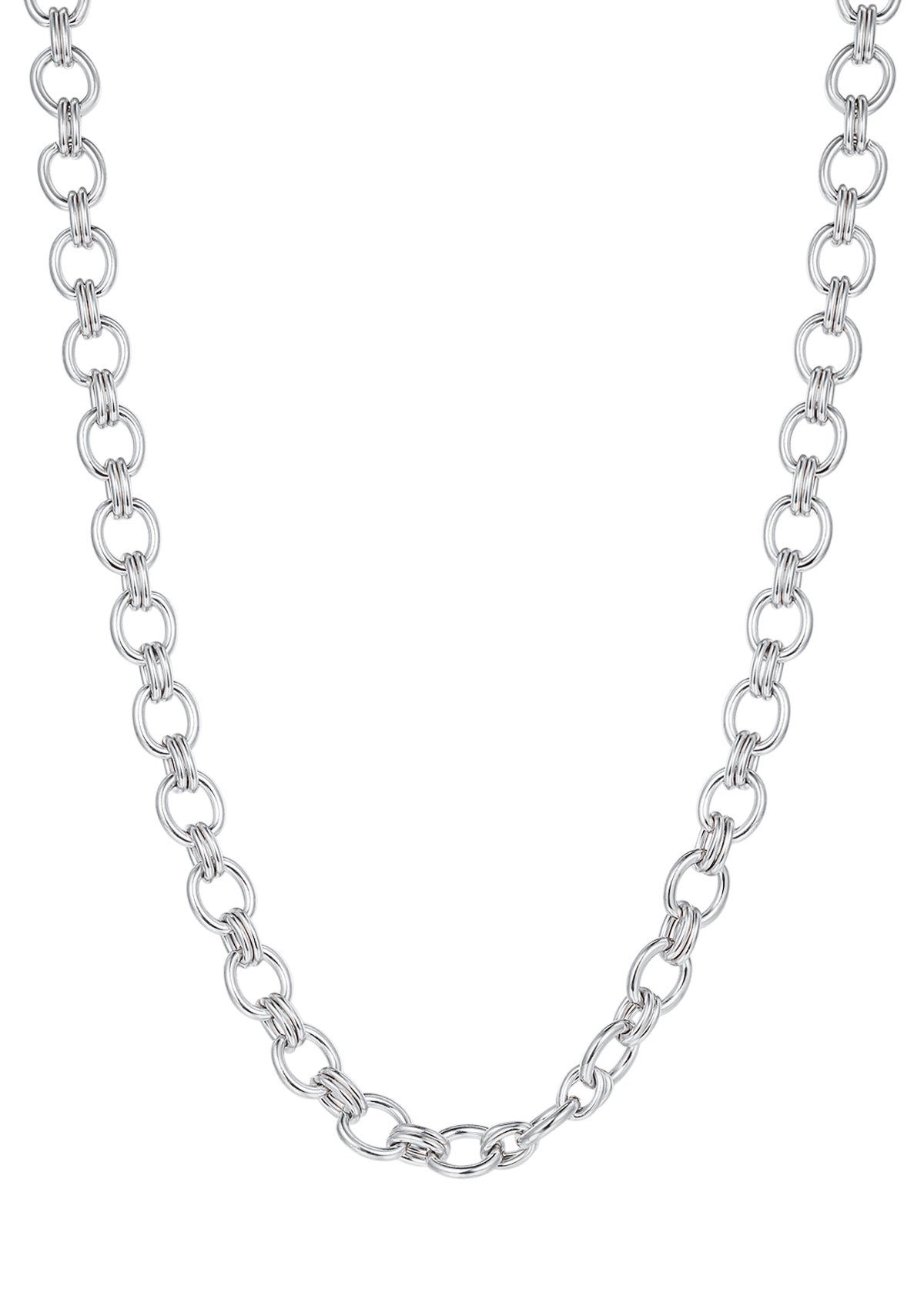 Hey Happiness Edelstahlkette Chunky Chain Ankerkette, Mittellange runde  Halskette aus Edelstahl ohne Anhänger für Damen